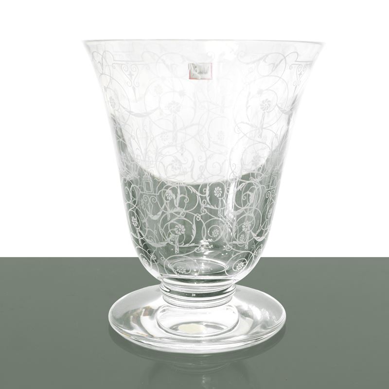 Vaso in cristallo modello Michelangelo decorato con arabeschi incisi all'acido