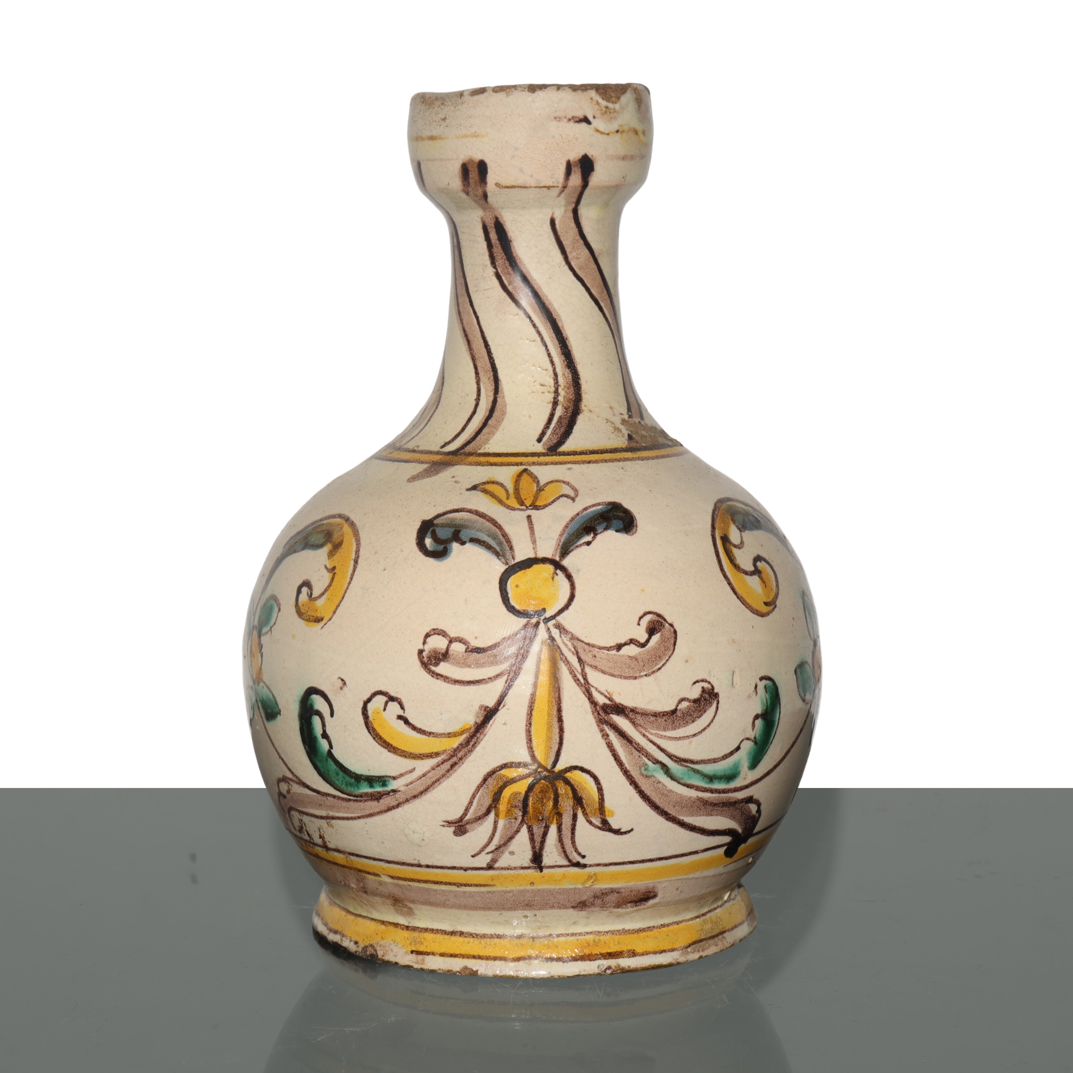 Vaso a bottiglia in maiolica di Caltagirone