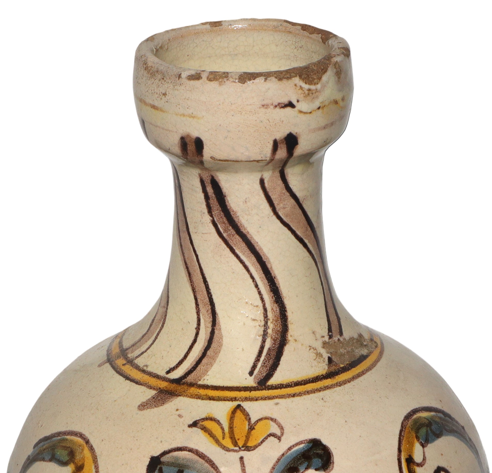 Vaso a bottiglia in maiolica di Caltagirone