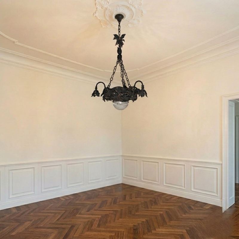 Lampadario in ferro battuto