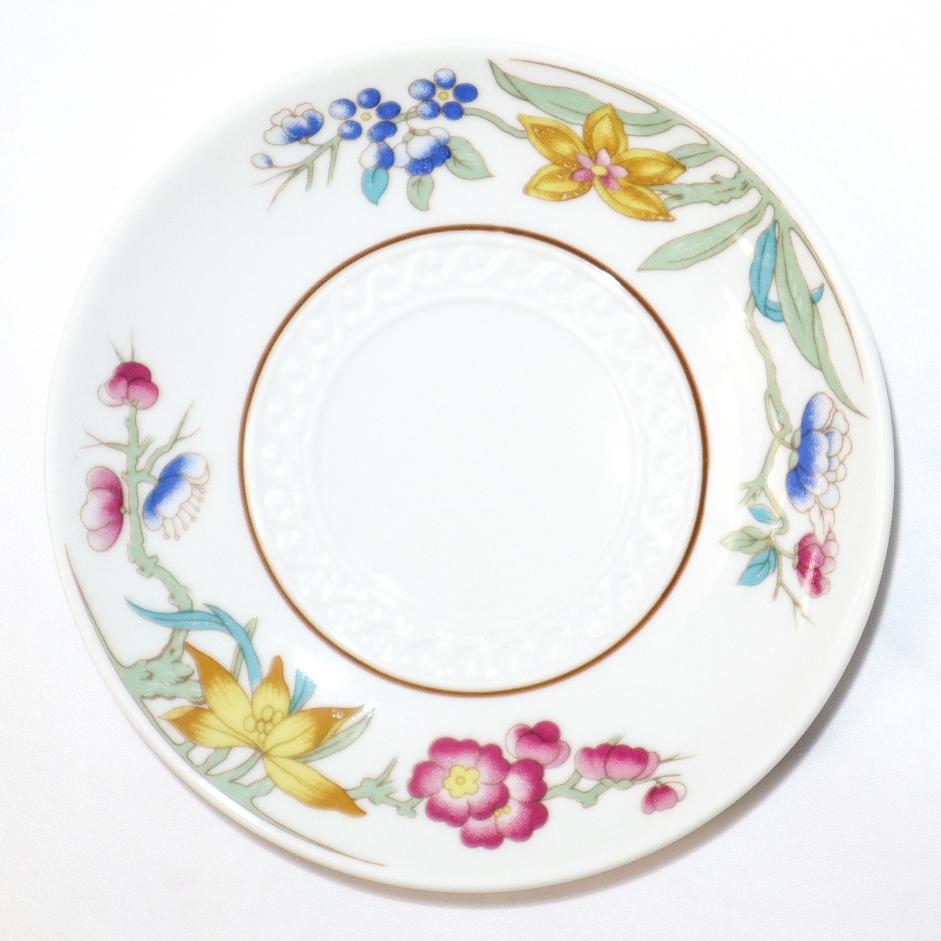 Richard Ginori - Servizio da caffè in porcellana bianca con decori floreali policromi e piattini