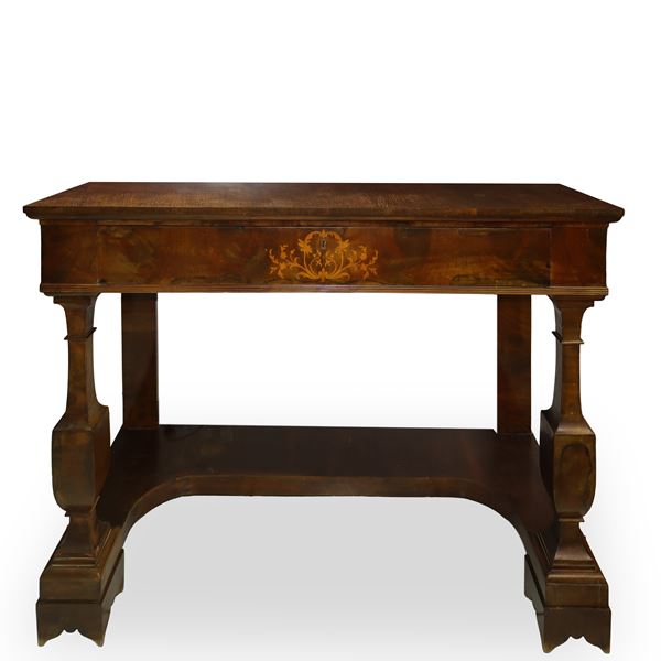 Charles X console inlaid in light woods