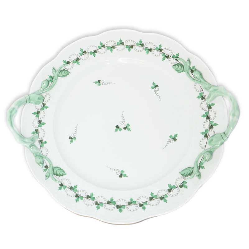 Vassoio rotondo con decoro Apponyi sui toni del verde