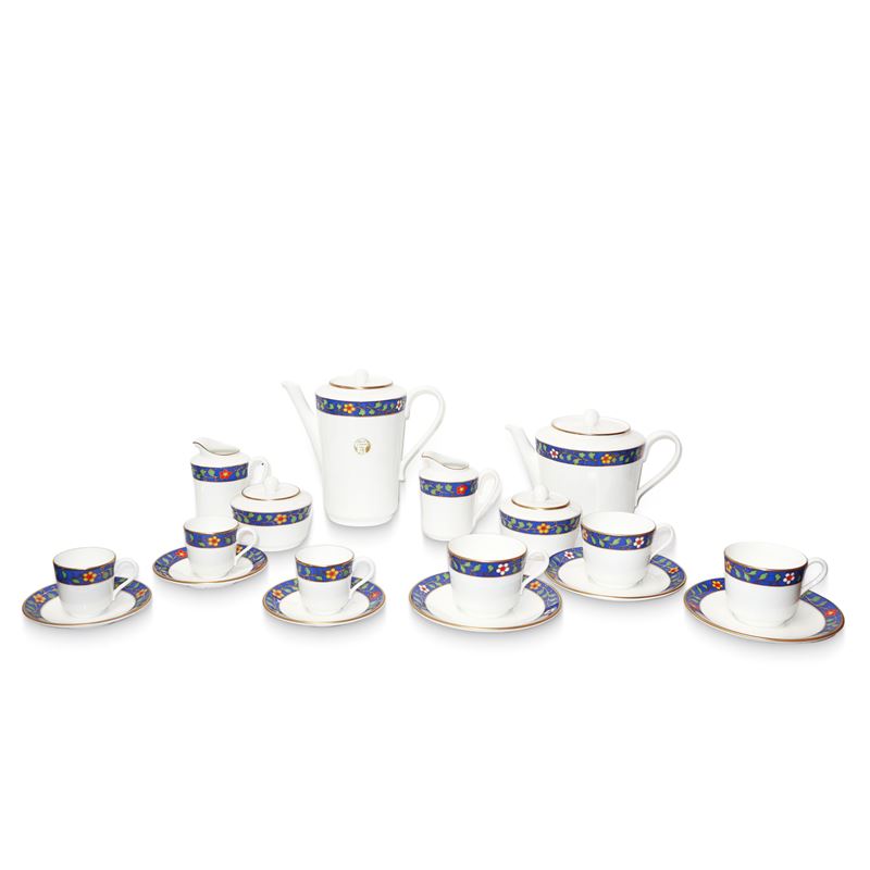 Richard Ginori - Servizio da tè e caffè in porcellana bone china collezione Lago con decoro flore...