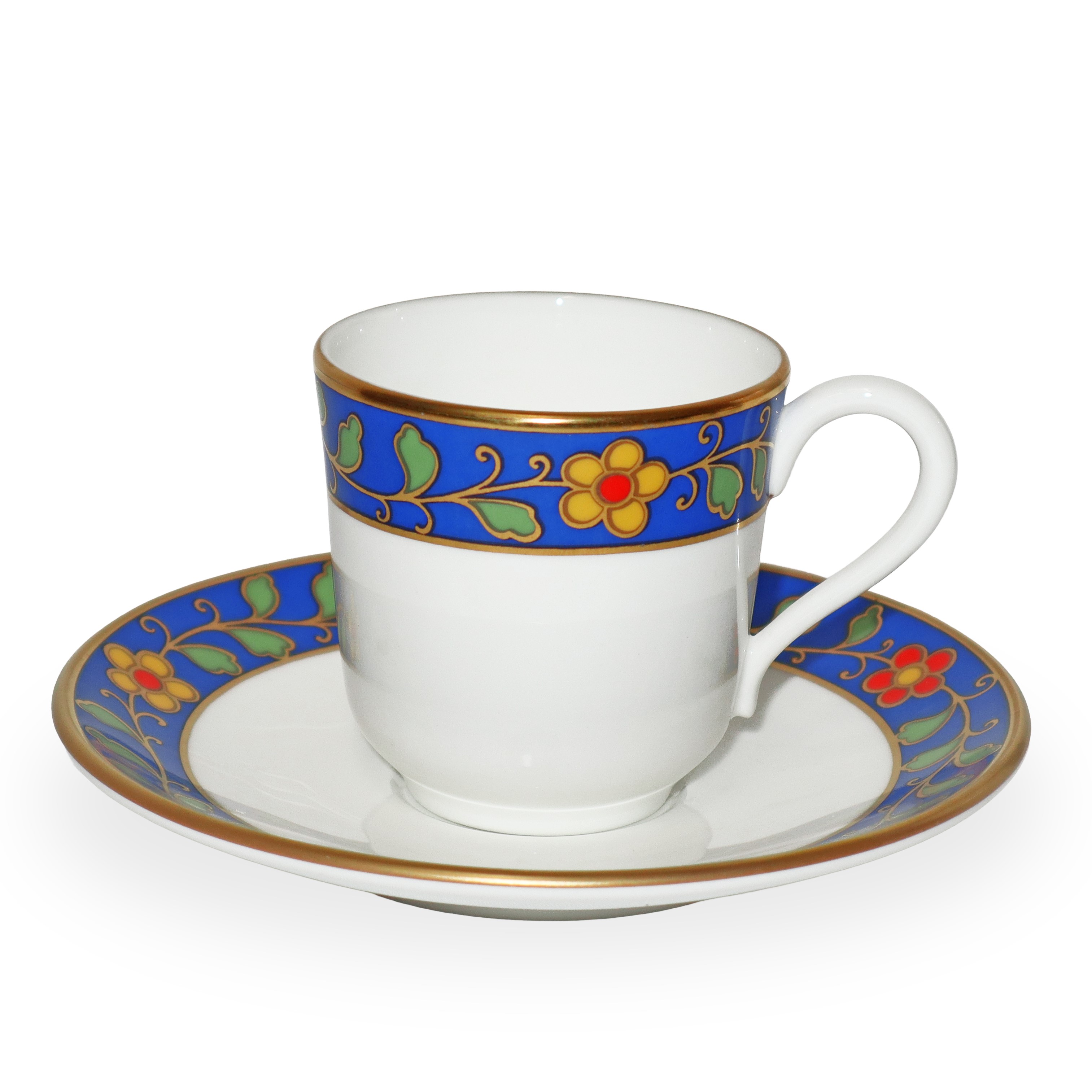 Richard Ginori - Servizio da tè e caffè in porcellana bone china collezione Lago con decoro flore...