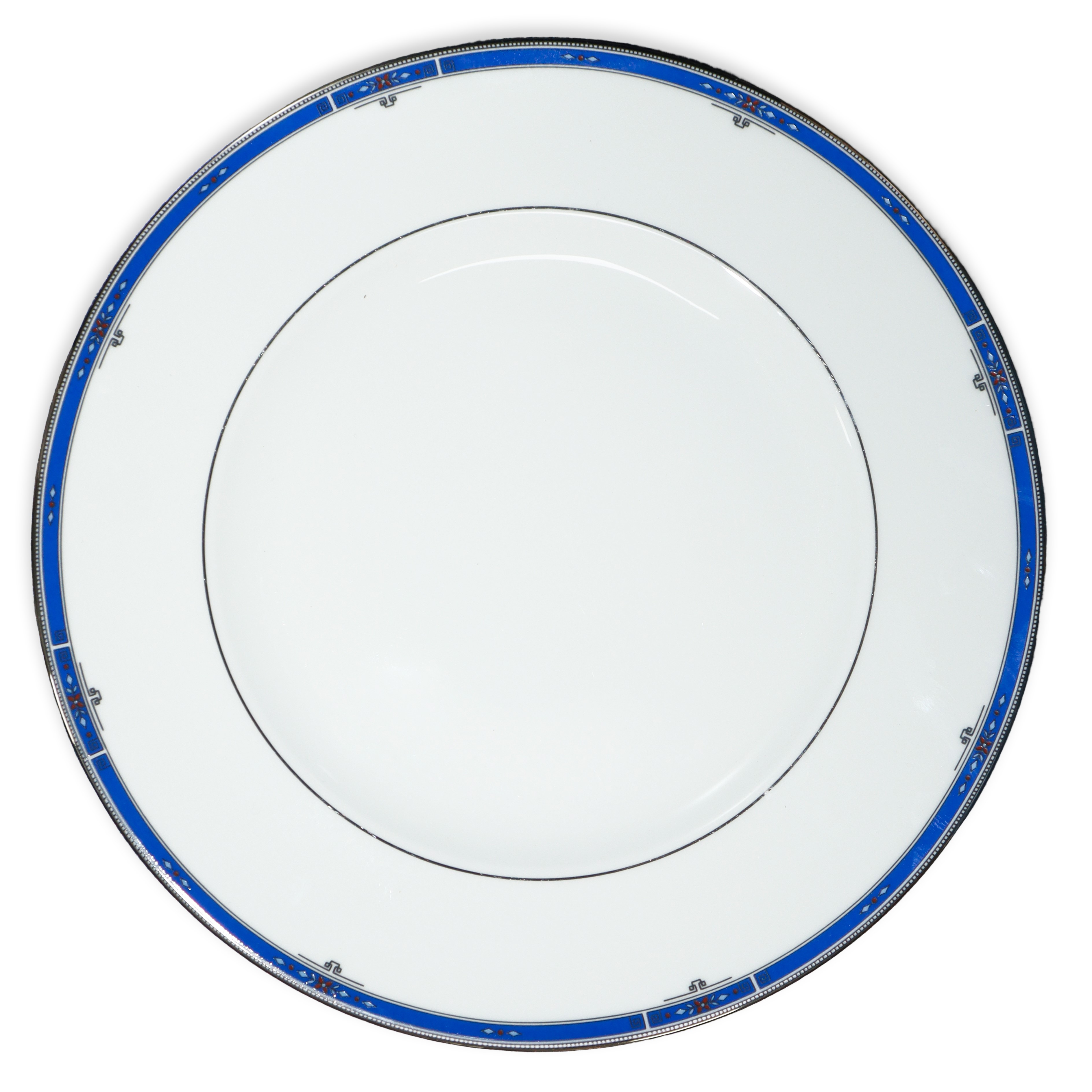 Servizio di piatti e caffè in porcellana bianca Wedgwood, modello Kingsbridge con decori in blu