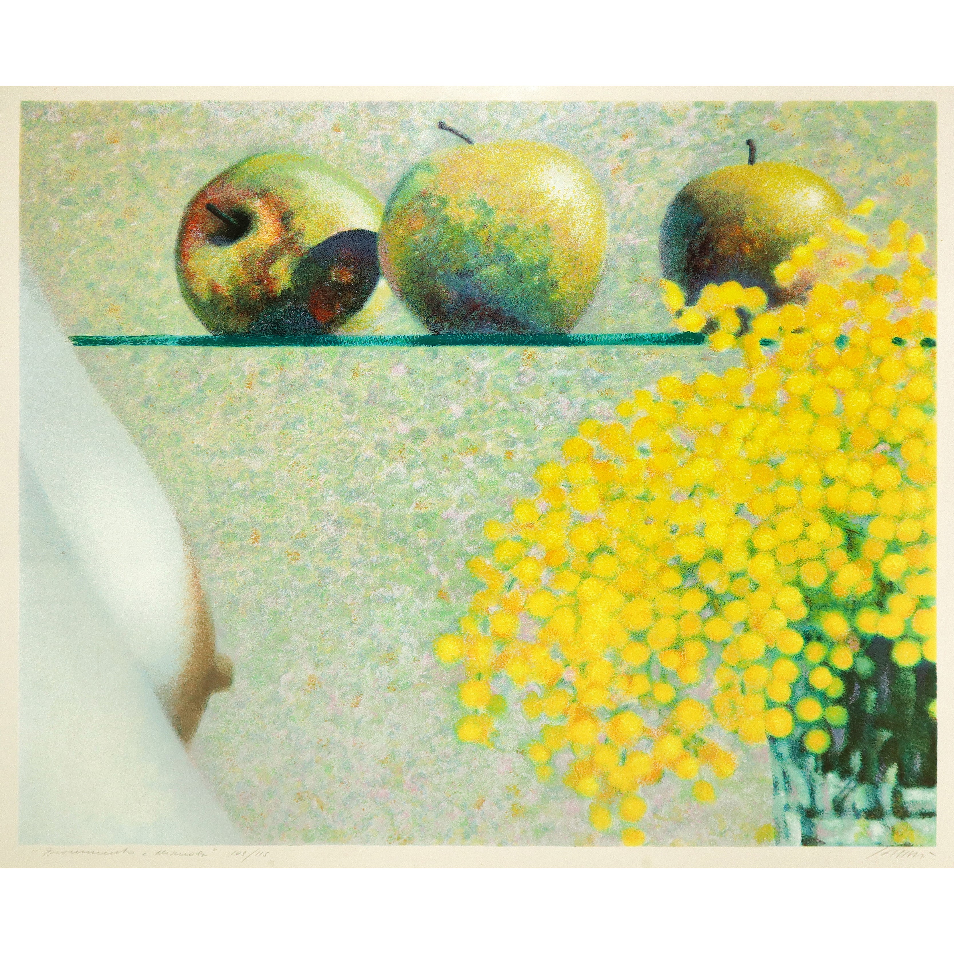 Franco Sarnari - Frammento e mimosa, litografia
