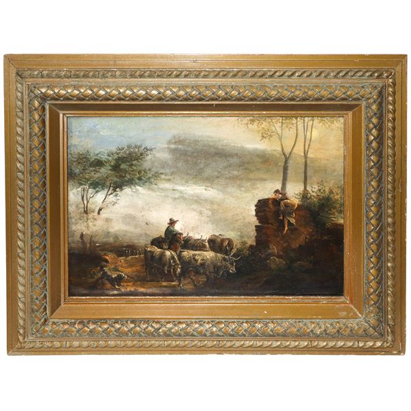 Cattle herder with bulls