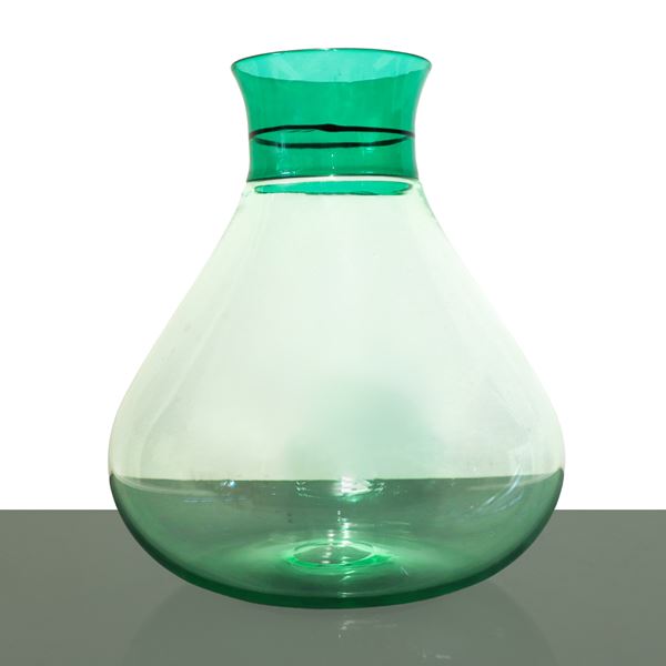 Ludovico Diaz De Santillana  per Venini - Green Murano blown glass vase from the Colletti collection