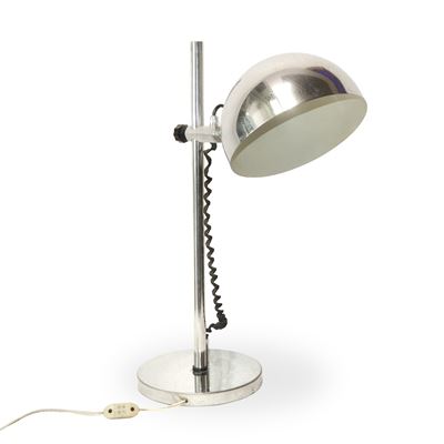 Lampada da tavolo Space Age Eyeball in metallo argentato
