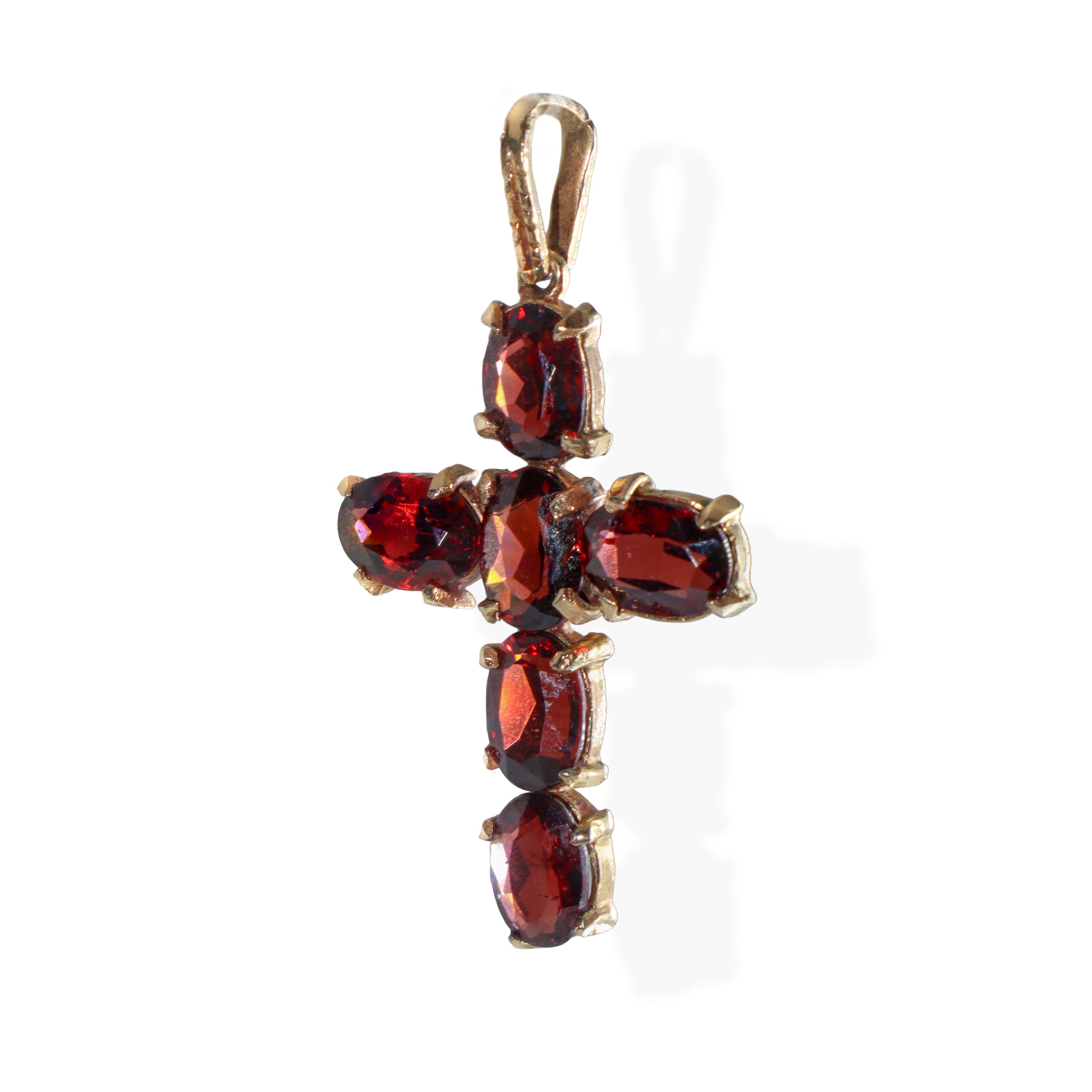 Croce in oro giallo 750 con granati