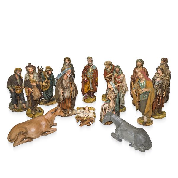 Angela Tripi Le Terracotte d'arte - Presepe di fattura palermitana realizzato a mano in terracotta e tessuto