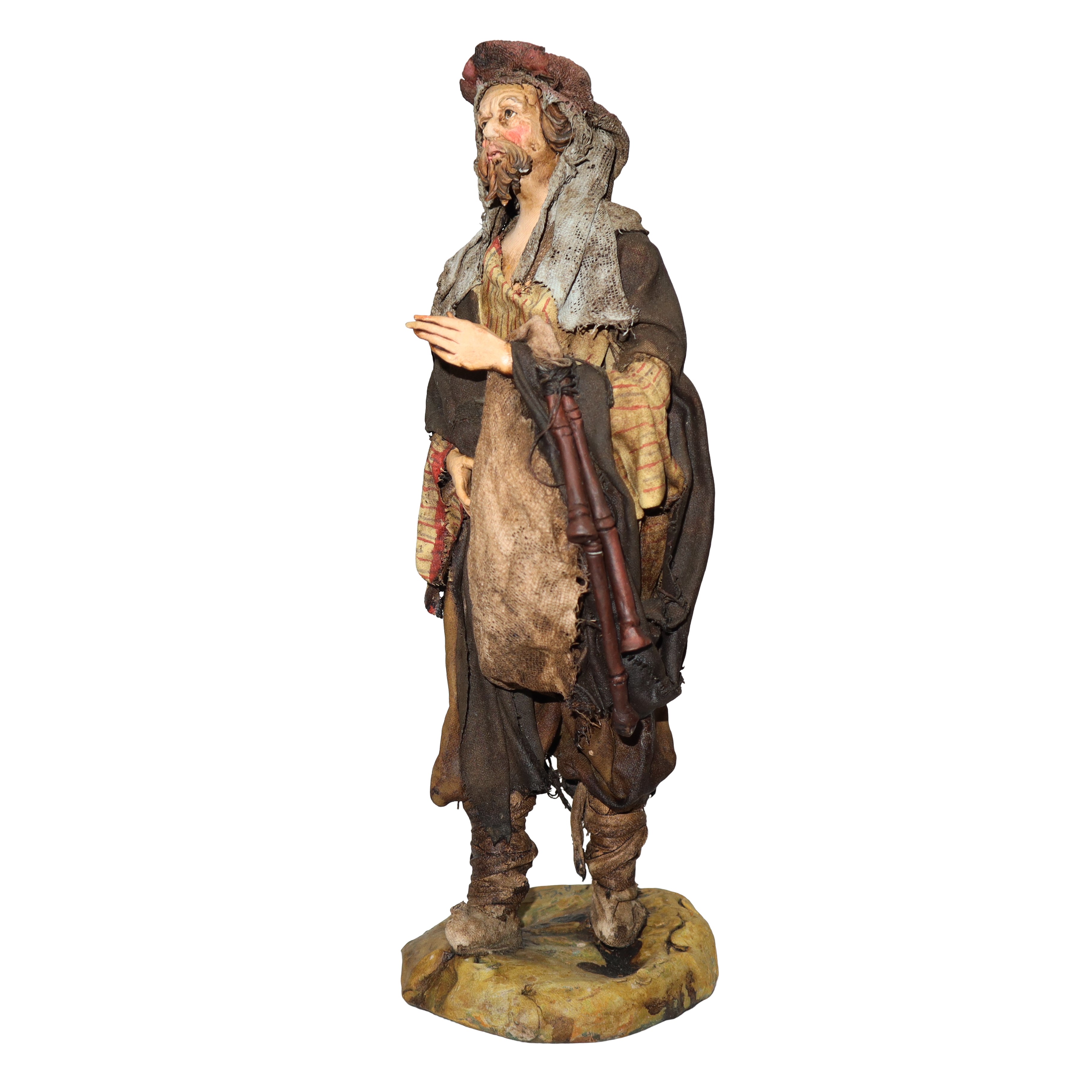 Presepe di fattura palermitana realizzato a mano in terracotta e tessuto