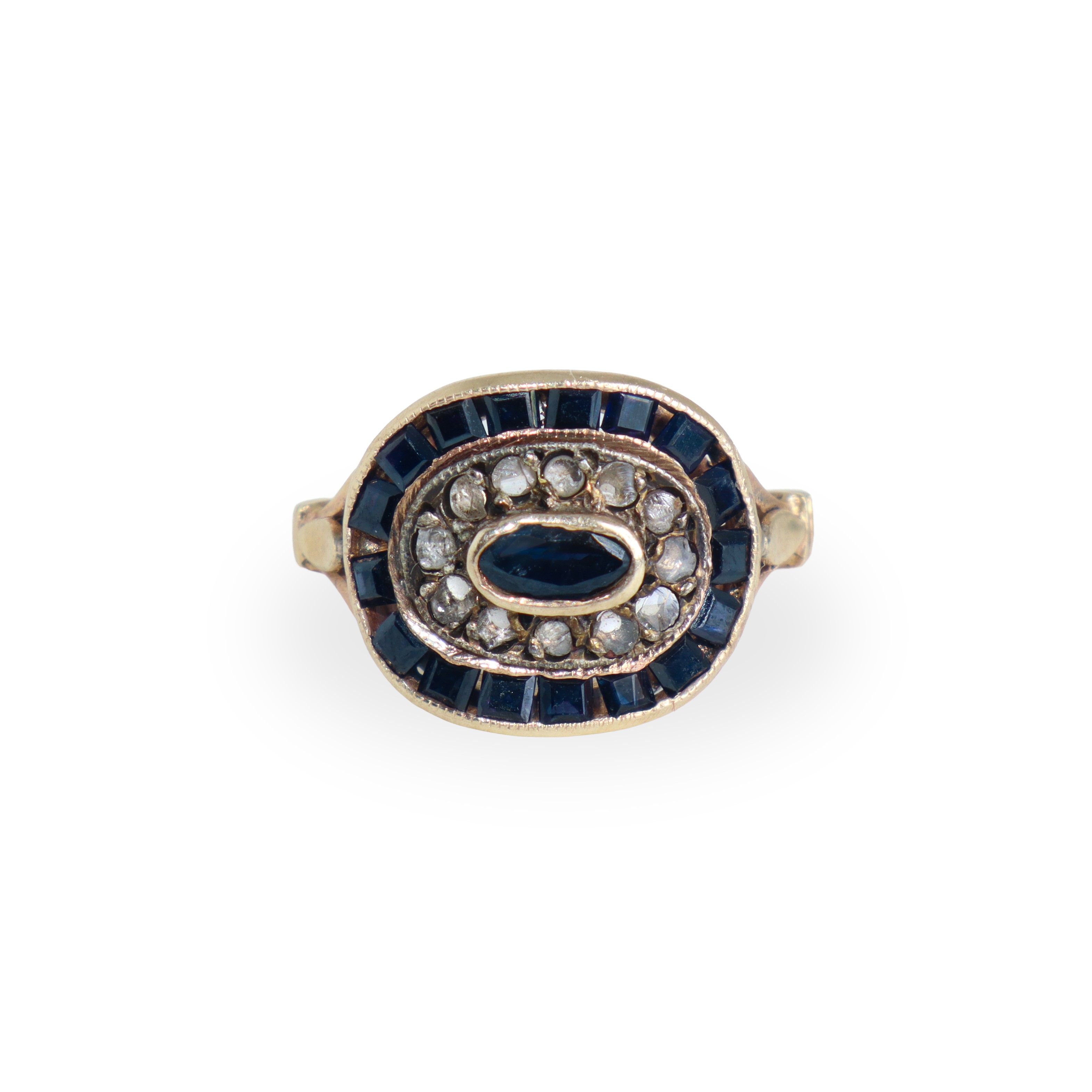 Anello in oro 500 con scaglie di brillanti e pietre