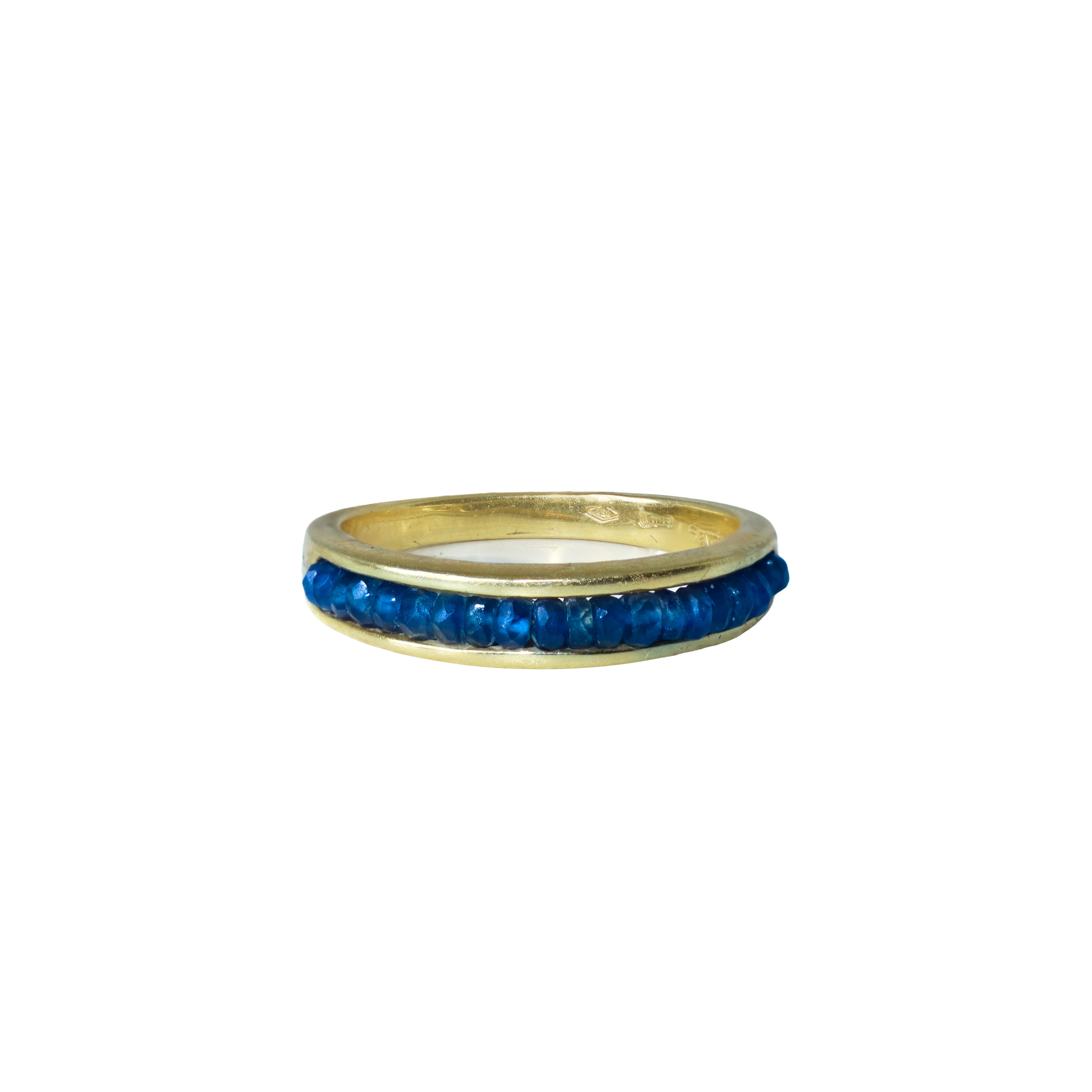 Anello in oro giallo 750 e pietre blu