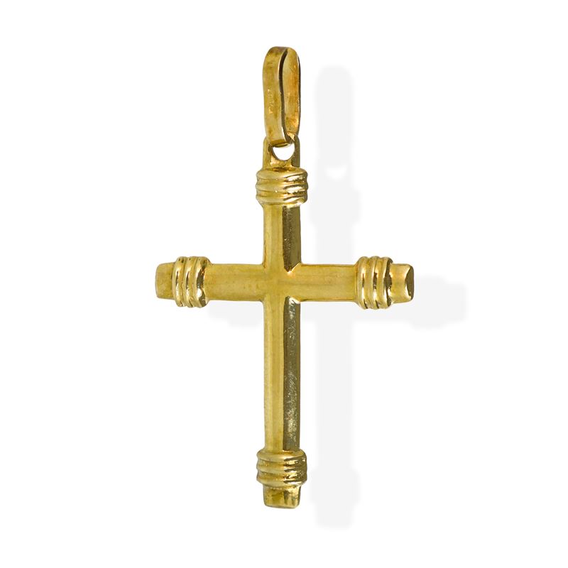 Ciondolo a croce in oro giallo 750