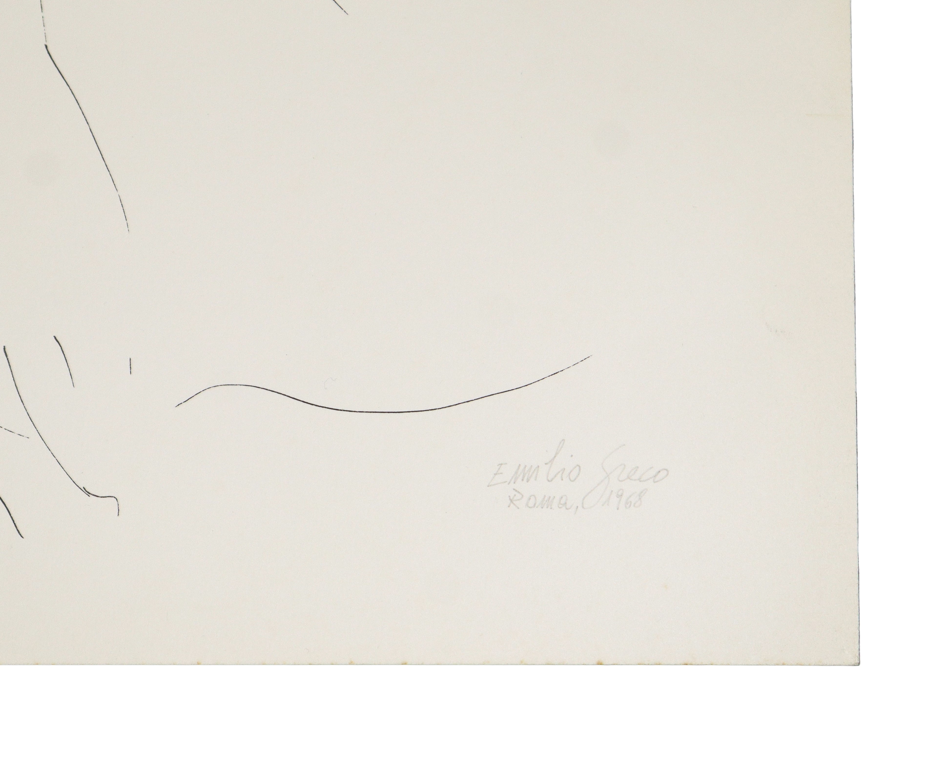 Emilio Greco - Nudo in luce, litografia 1968