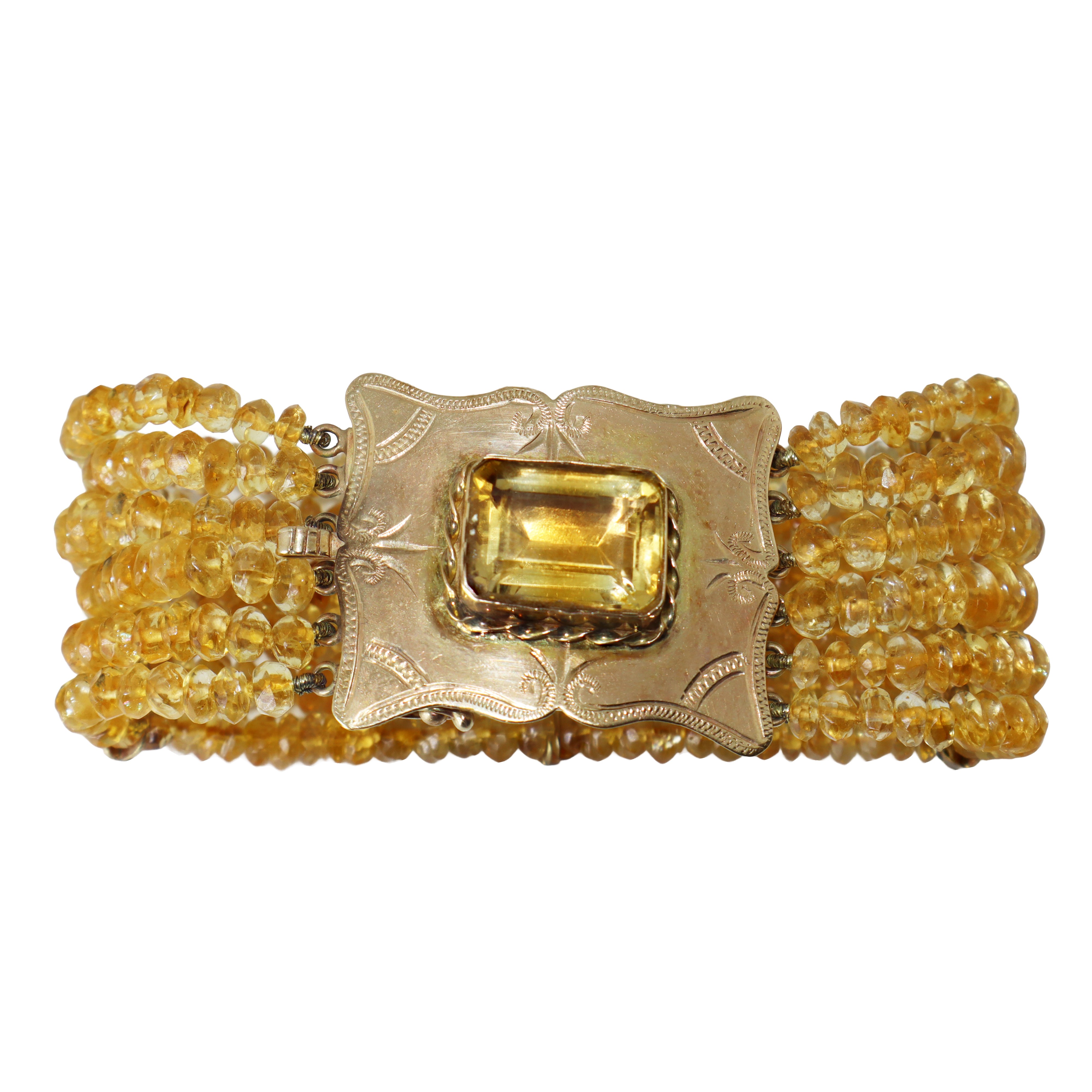 Bracciale in oro 12 carati con quarzi citrini e topazio