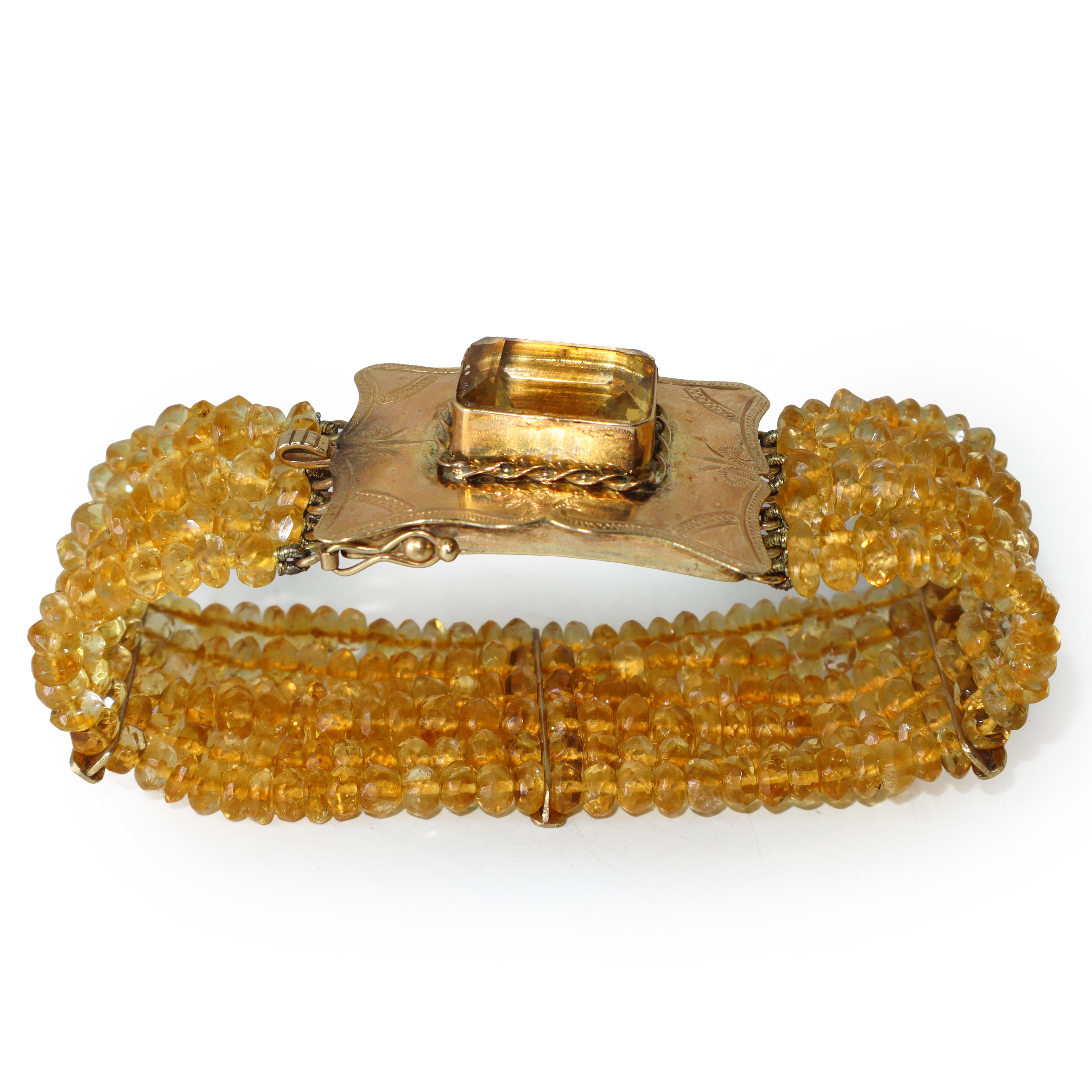 Bracciale in oro 12 carati con quarzi citrini e topazio