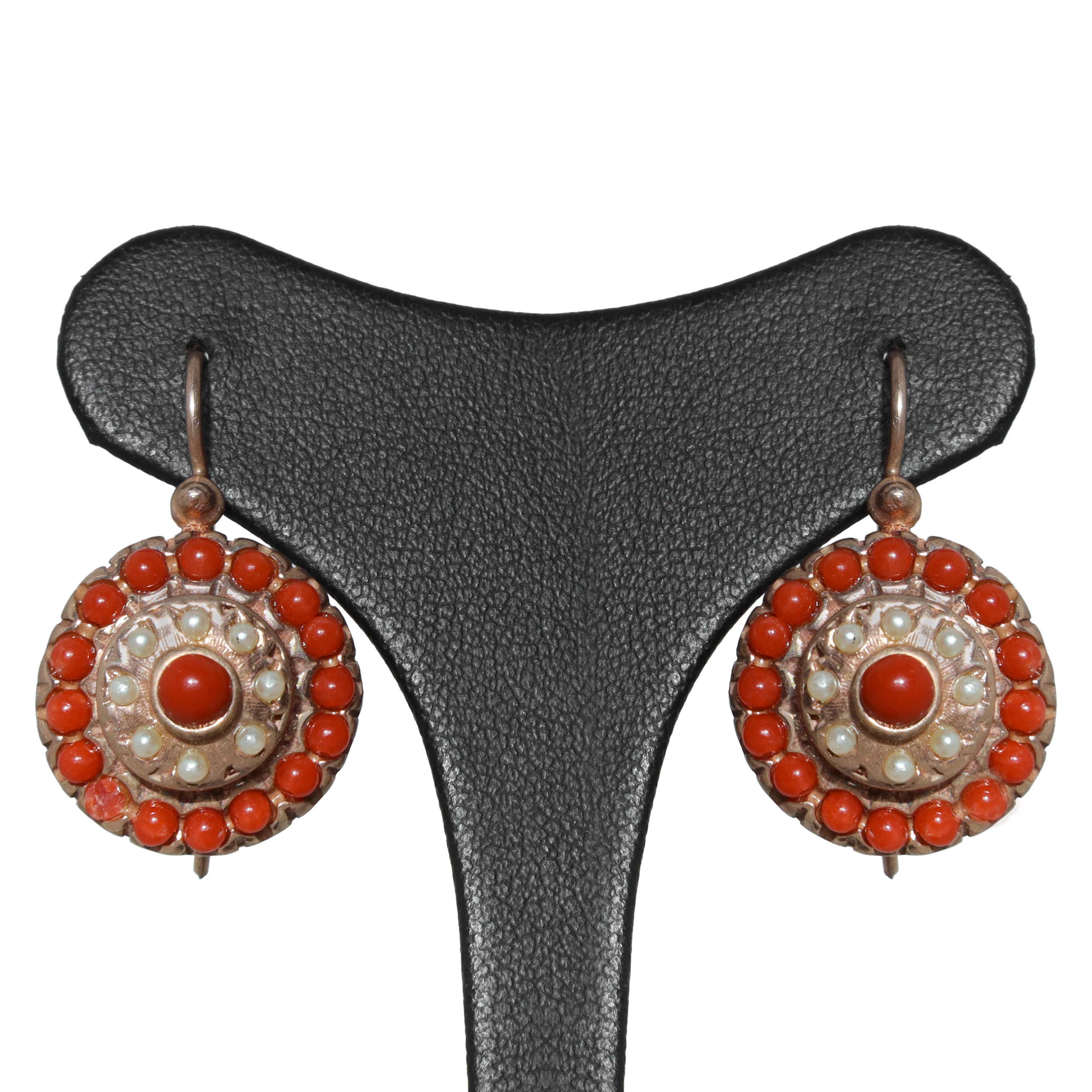 Parure orecchini e ciondolo in argento 925 con coralli e perline