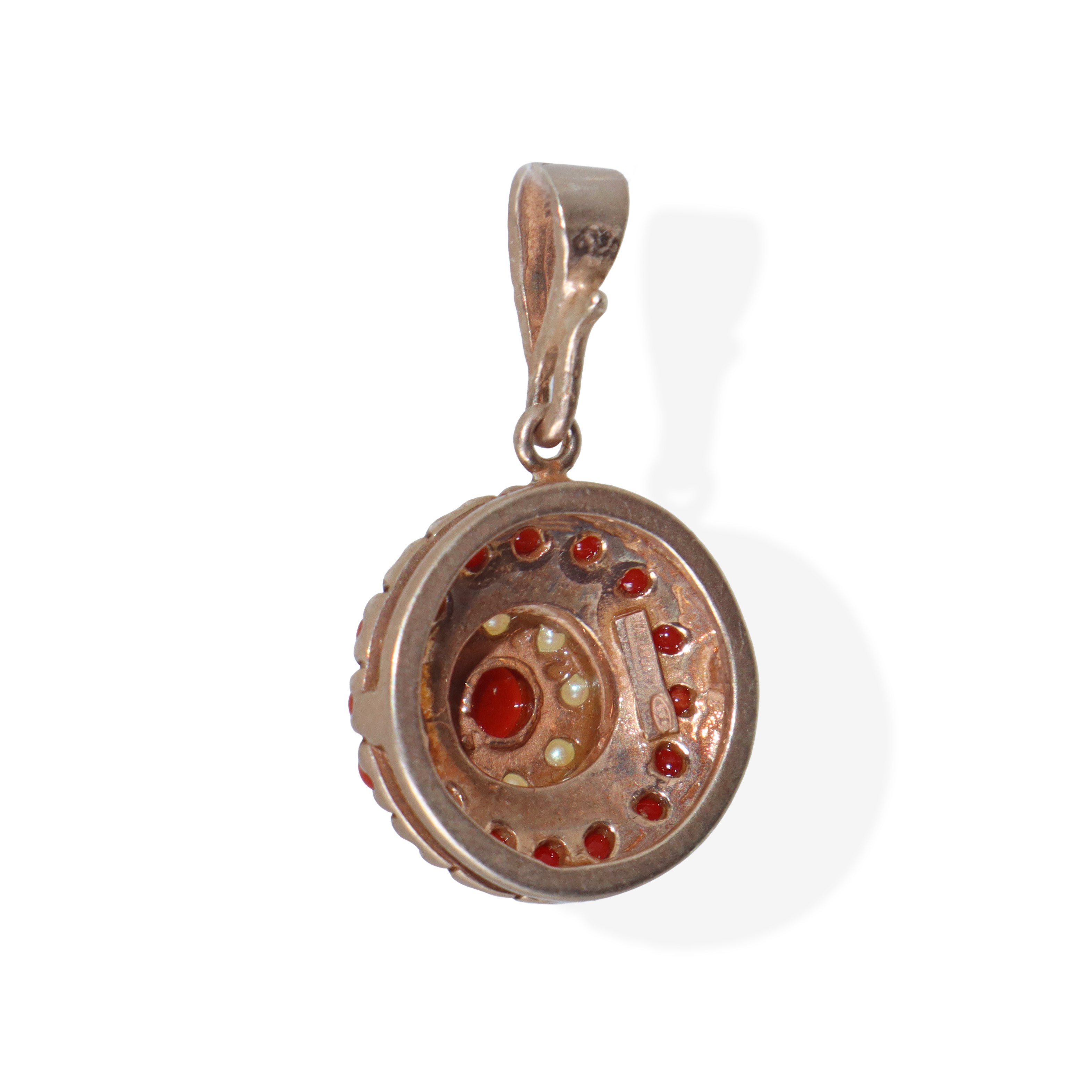 Parure orecchini e ciondolo in argento 925 con coralli e perline