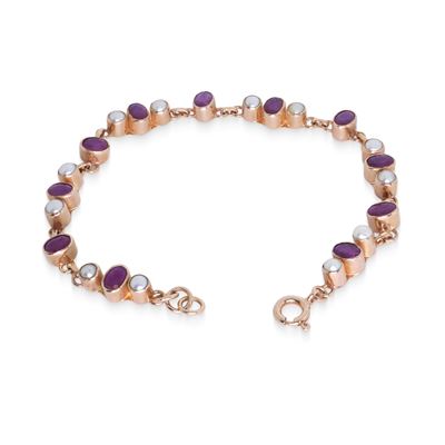 Bracciale, Argento 925 con granati e perline