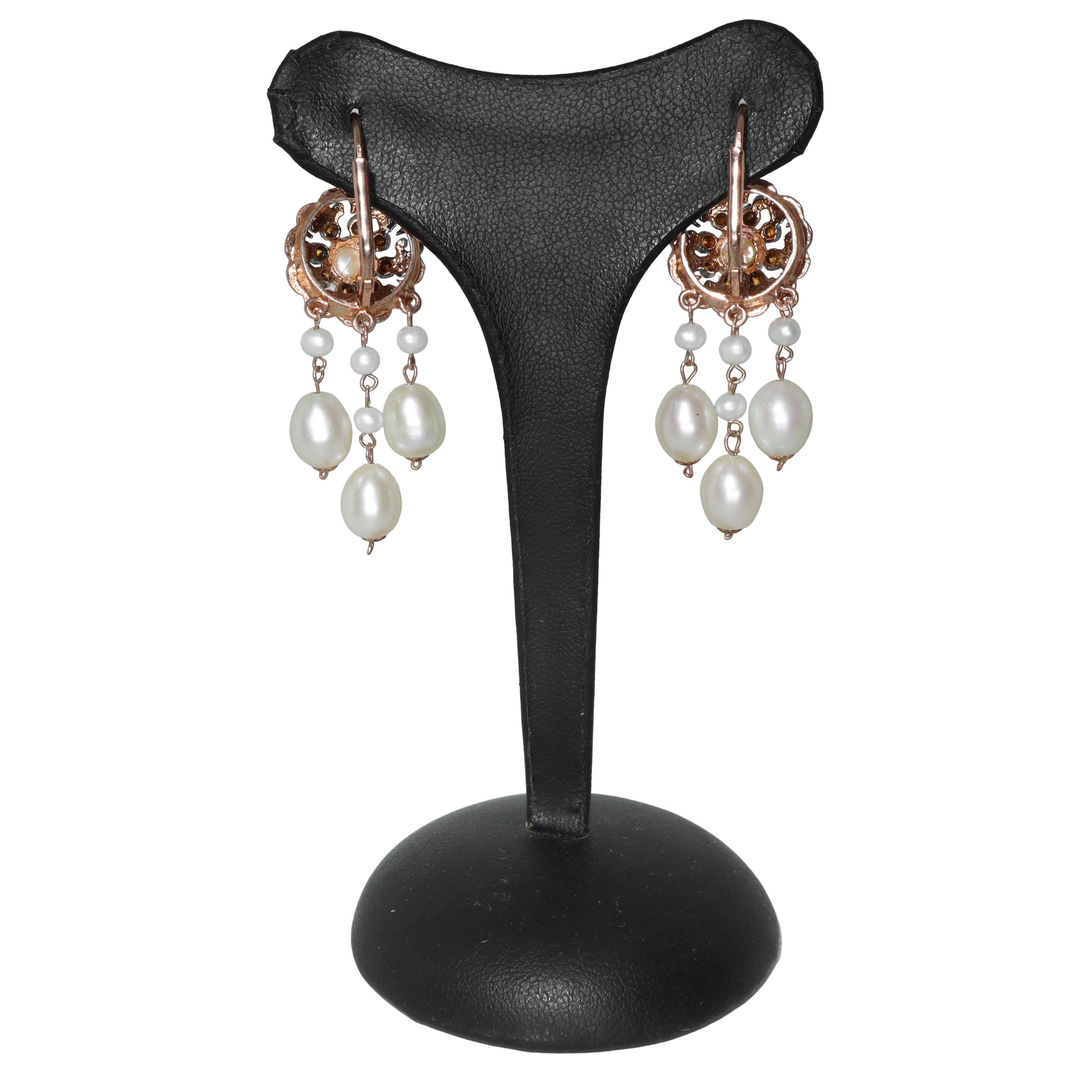 Orecchini in argento 925 con brillanti e perle