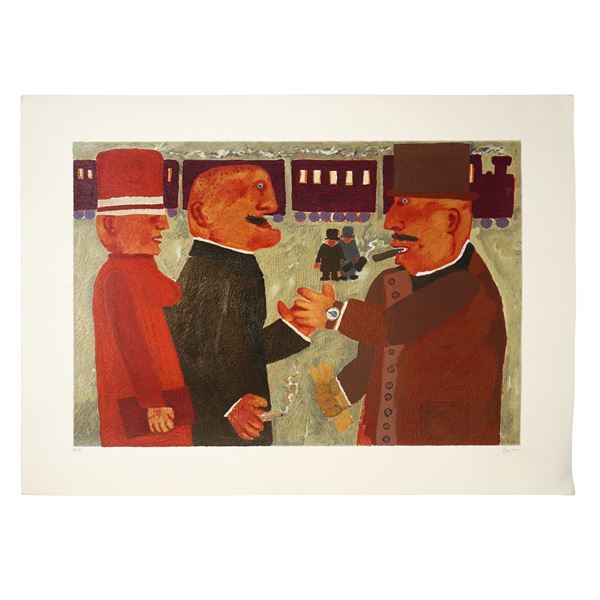 Franz Borghese - Three characters with train