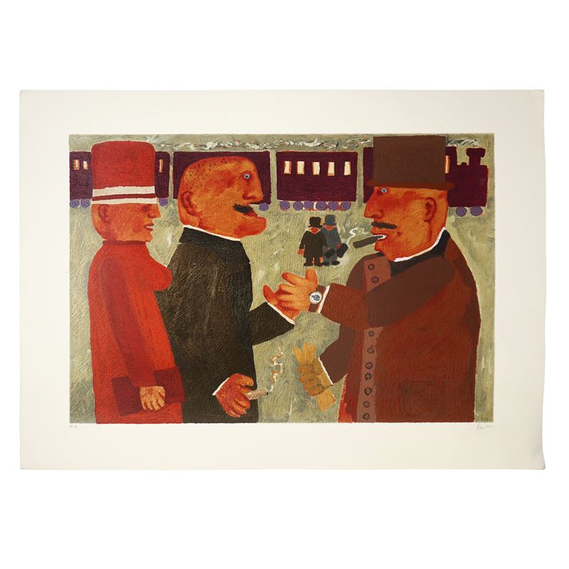 Franz Borghese - Tre personaggi con treno (prova d'autore)