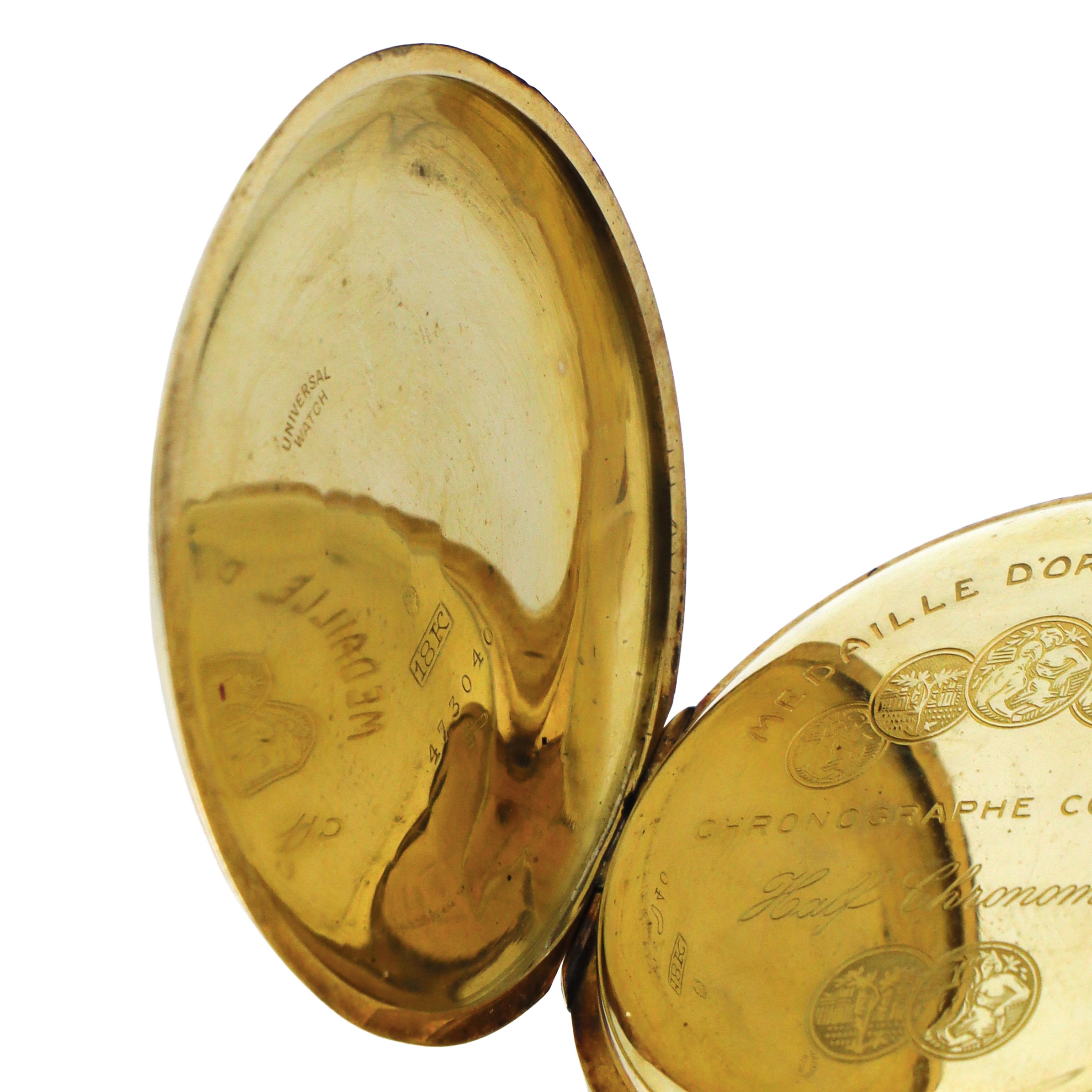 Orologio da tasca in oro 18 kt con numeri arabi in nero e contatore ausiliare dei secondi