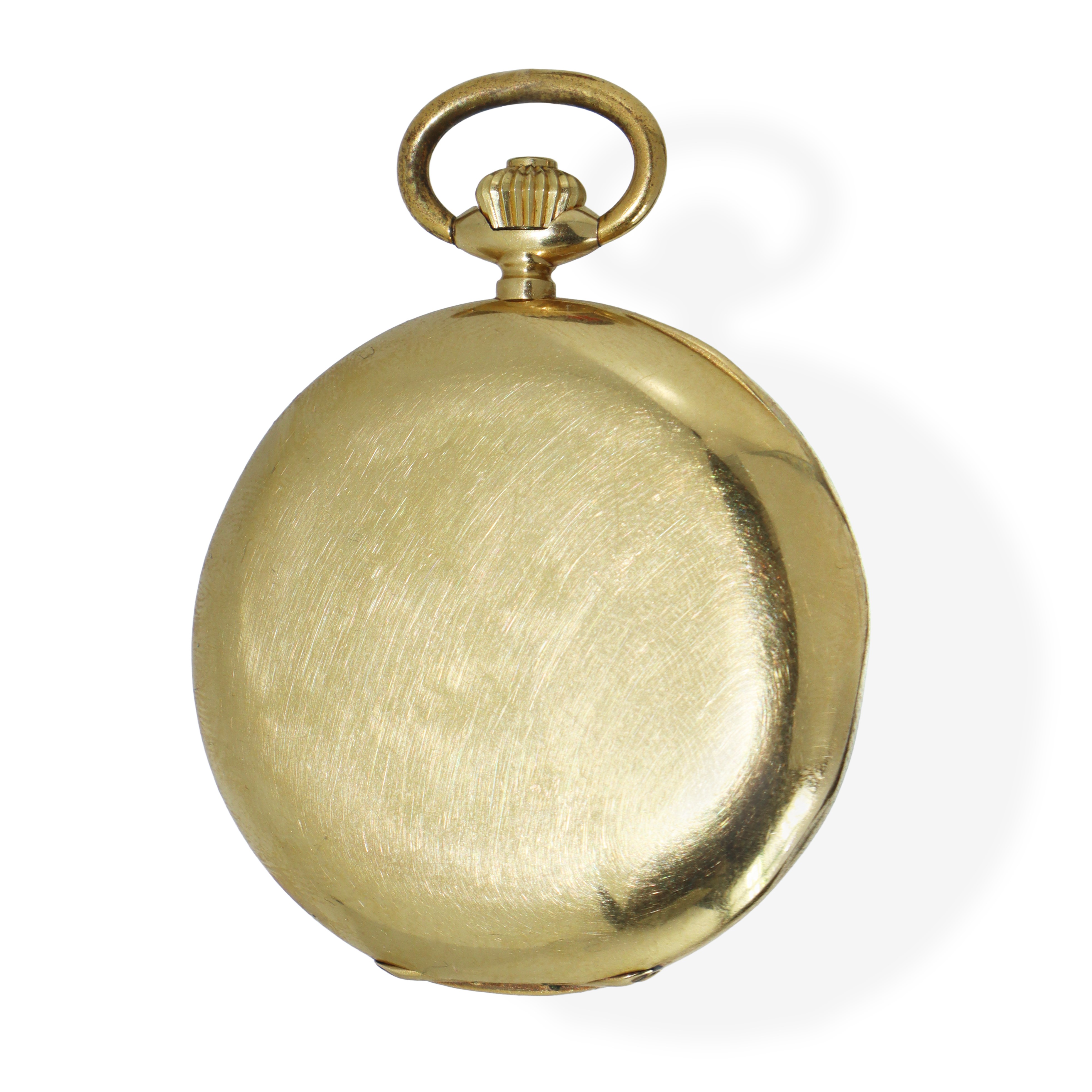 Orologio da tasca in oro 18 kt con numeri arabi in nero e contatore ausiliare dei secondi
