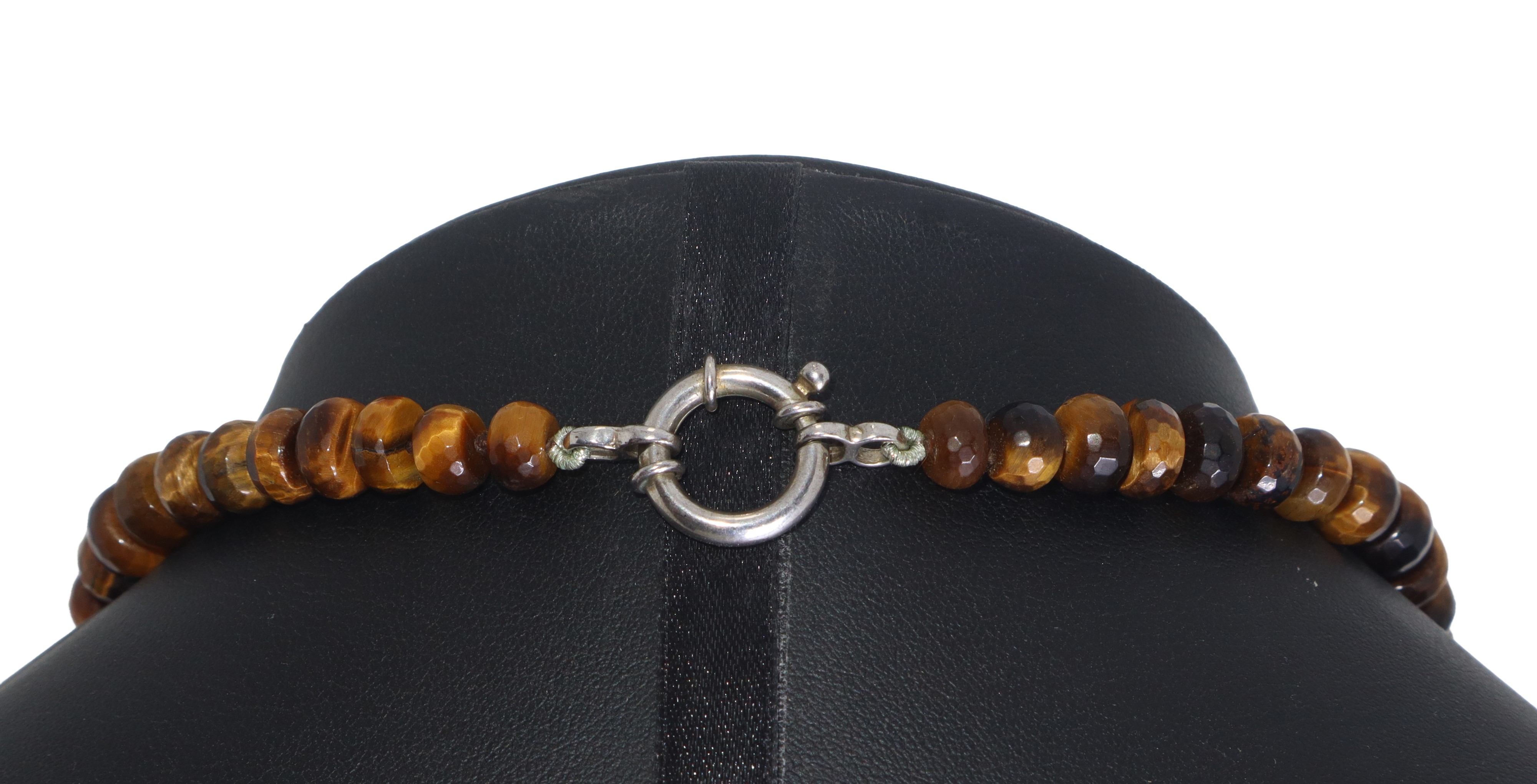 Collana, occhio di tigre con susta in argento