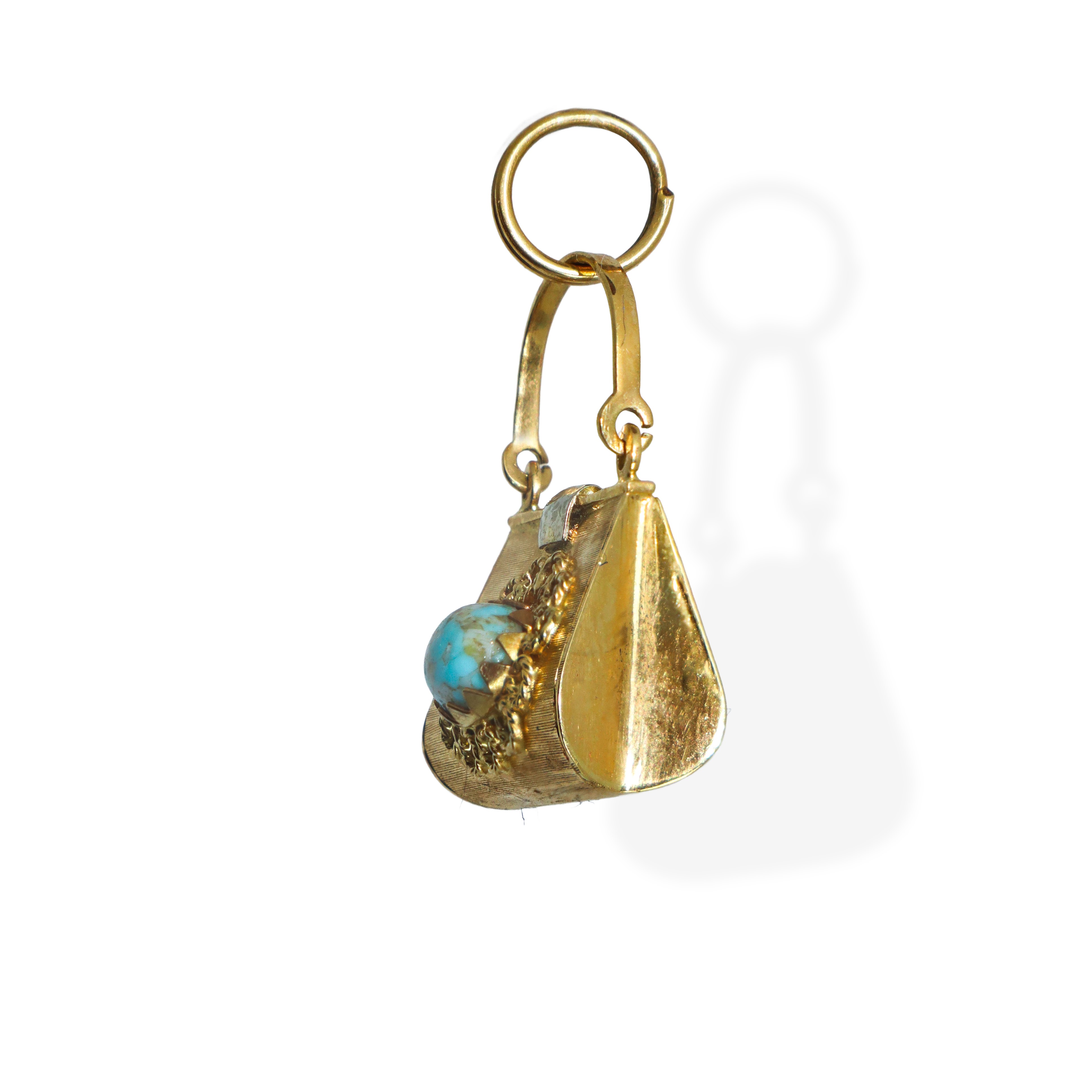 Ciondolo charm in forma di borsa con turchese, Gr 5.9