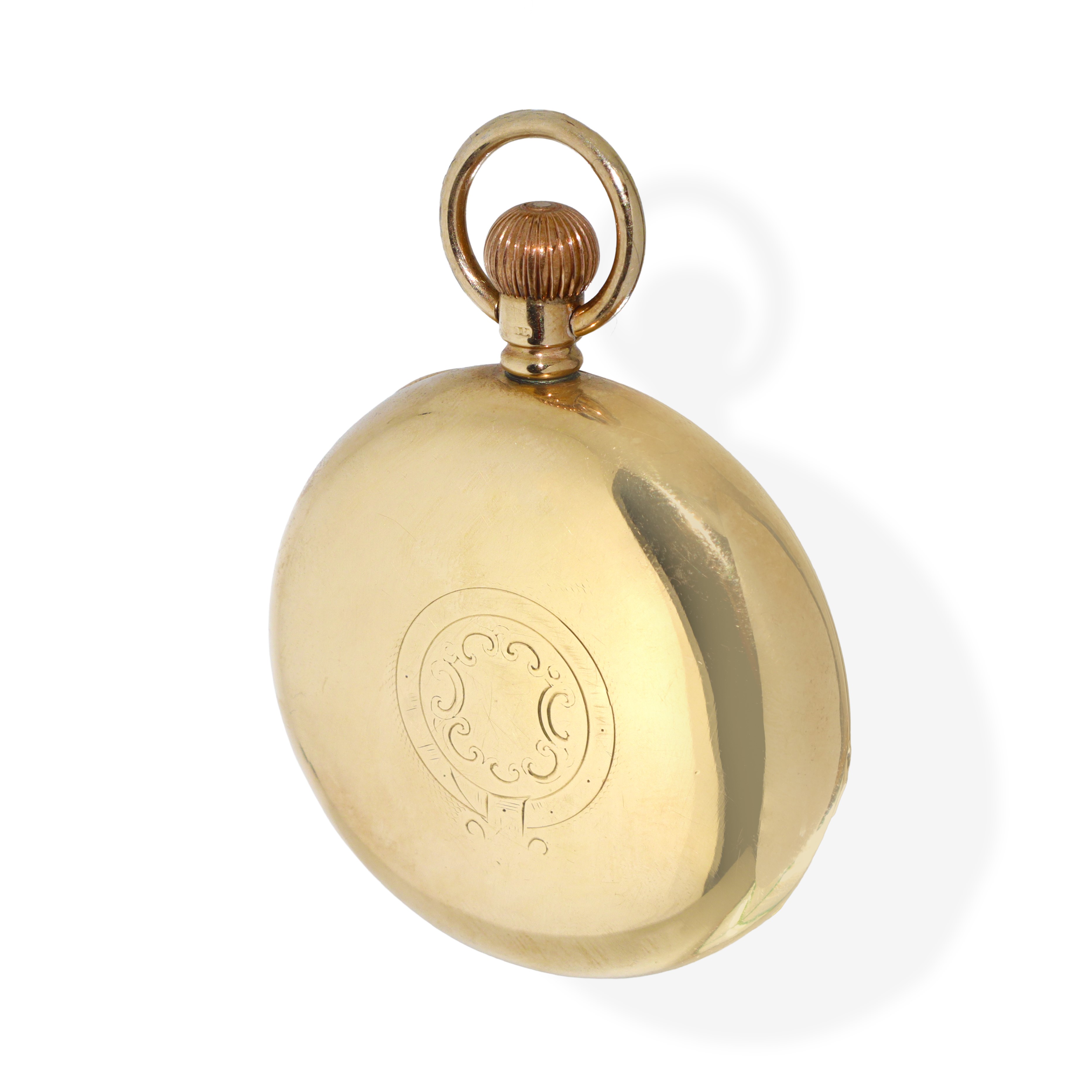 Orologio da tasca in oro 14 kt a carica manuale con spirale breguet con catena in oro 14kt