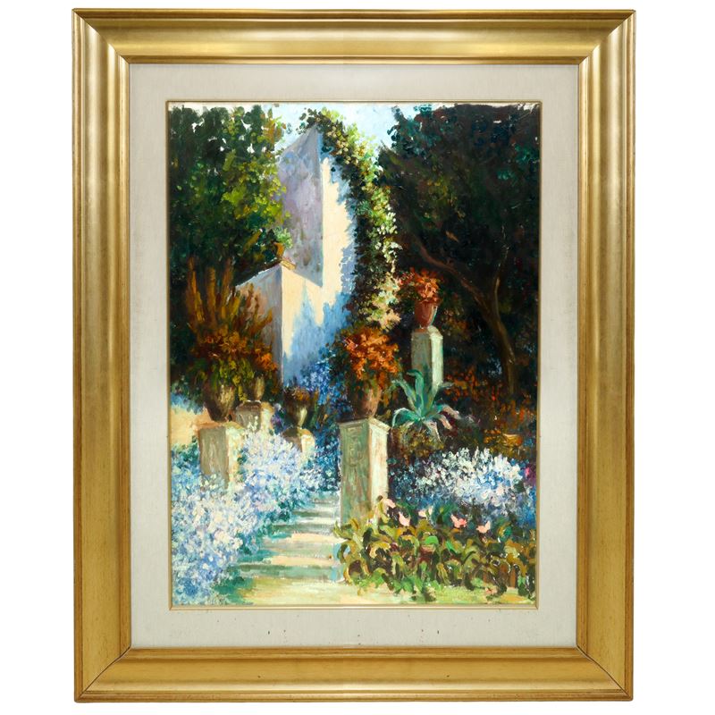 Salvo Rassa - Scorcio di Taormina, olio su tela