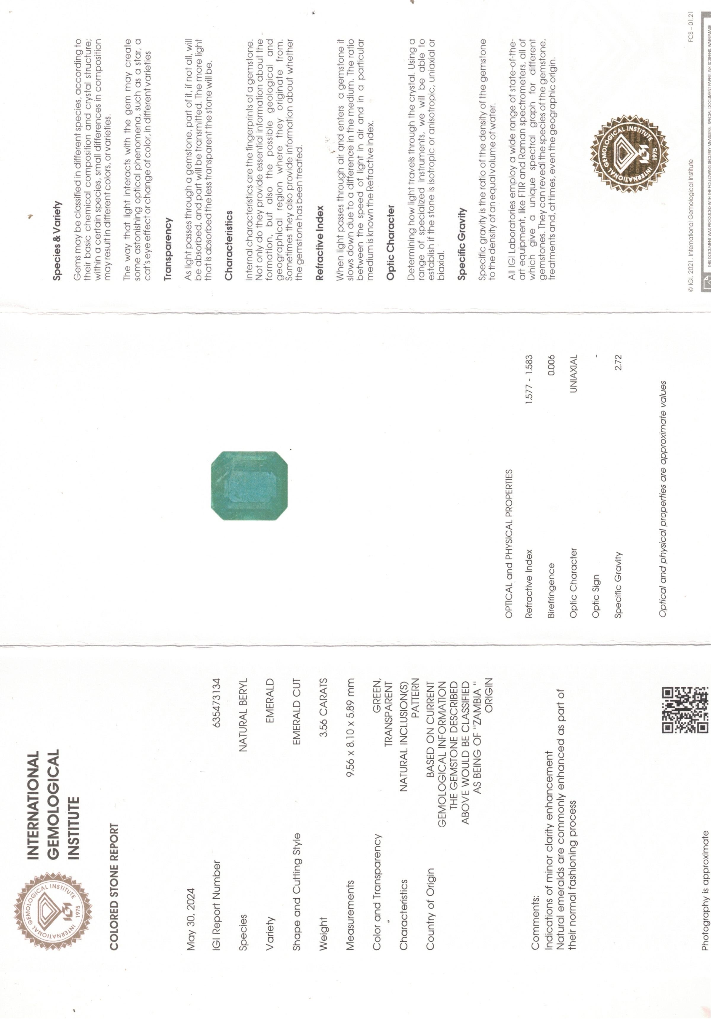 Anello in oro bianco 18 kt con smeraldo naturale (provenienza Zambia) con contorno di brillanti