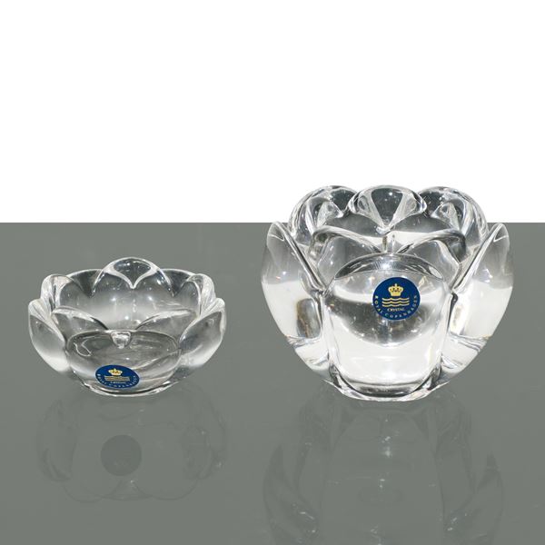 Royal Copenhagen - Pair of Lotus-model crystal candle holders