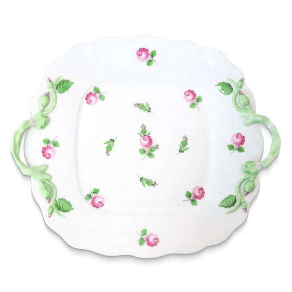 Herend  Hungary - Square tray with decorative "Vienna Rose" motif