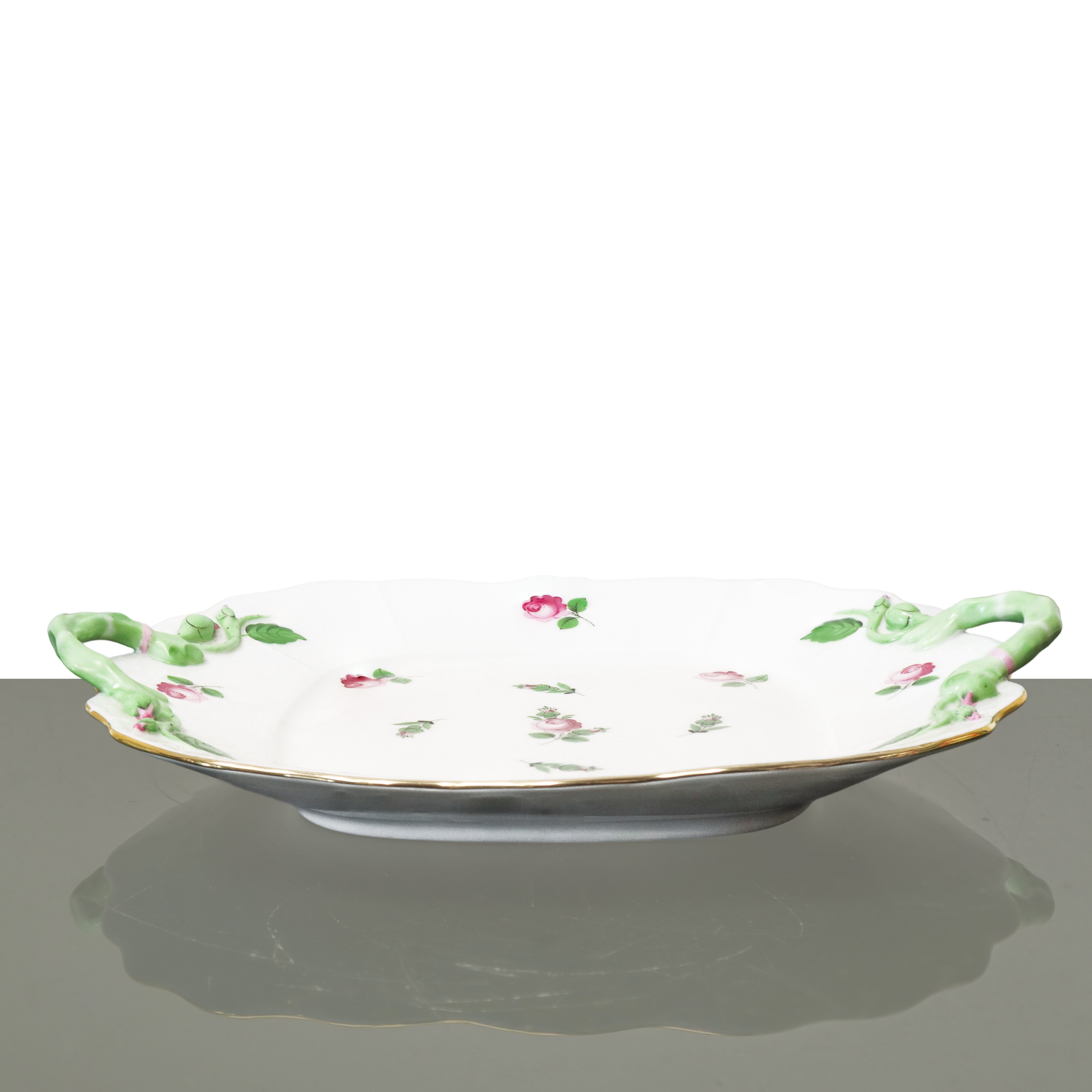 Vassoio quadrato con motivo decorativo "Rosa di Vienna"