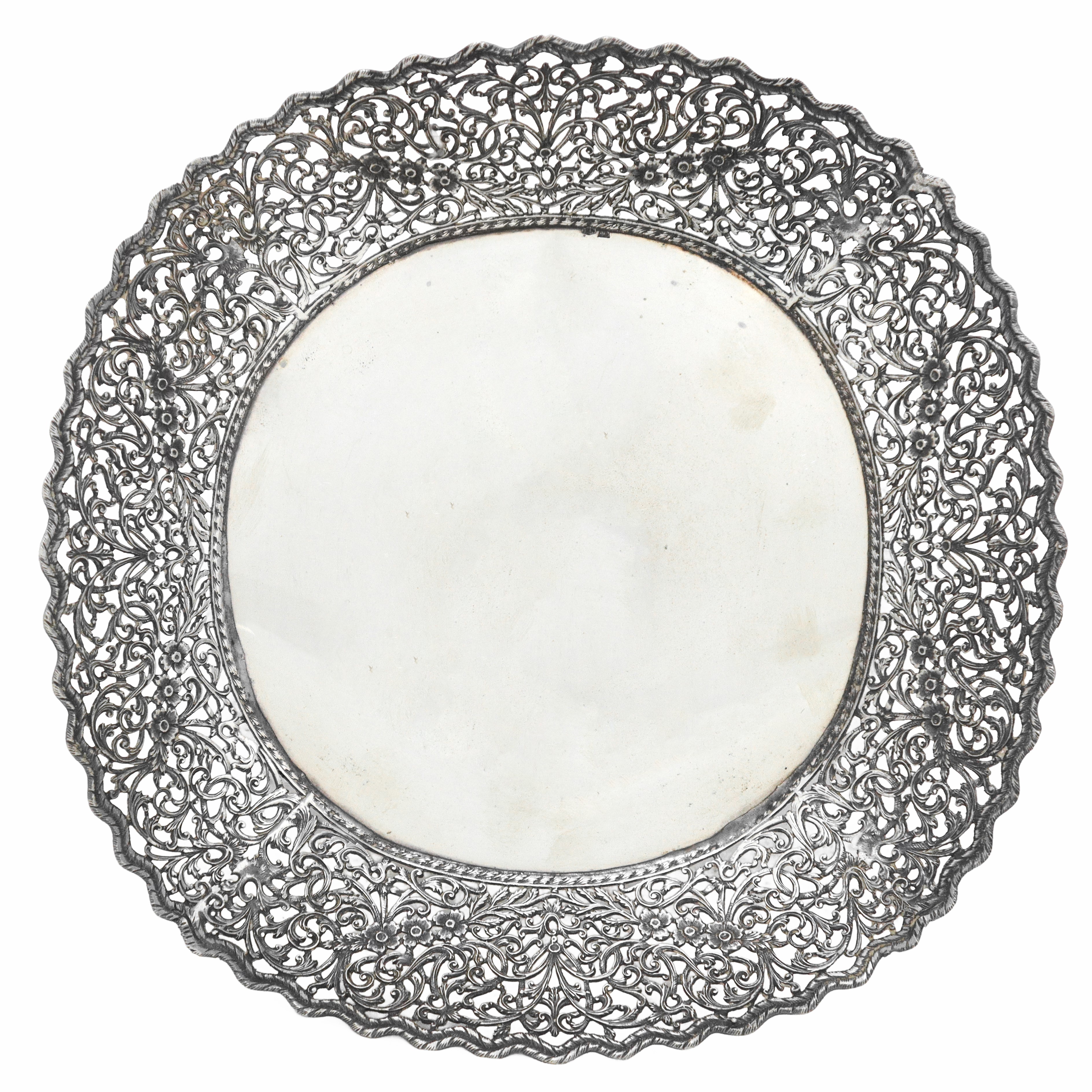 Alzata in argento 800 con bordo decorato a filigrana