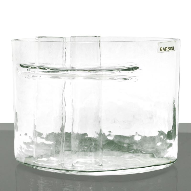 Vaso in "vetro sonoro" realizzato a mano in vetro di Murano