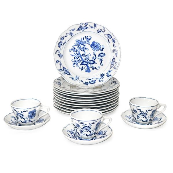 Blue  Danube - N°11 tazzine da tè con relativo piattino e 11 piattini da dolce