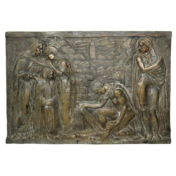 Bronze panel depicting a funeral scene