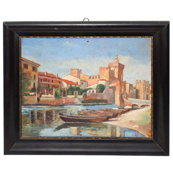 Luigi Gioli - Small port with boats