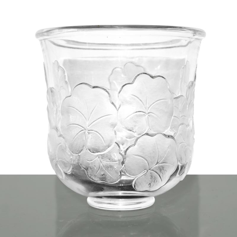 Vaso in cristallo di Censo Hollywood Regency con intaglio Geranio