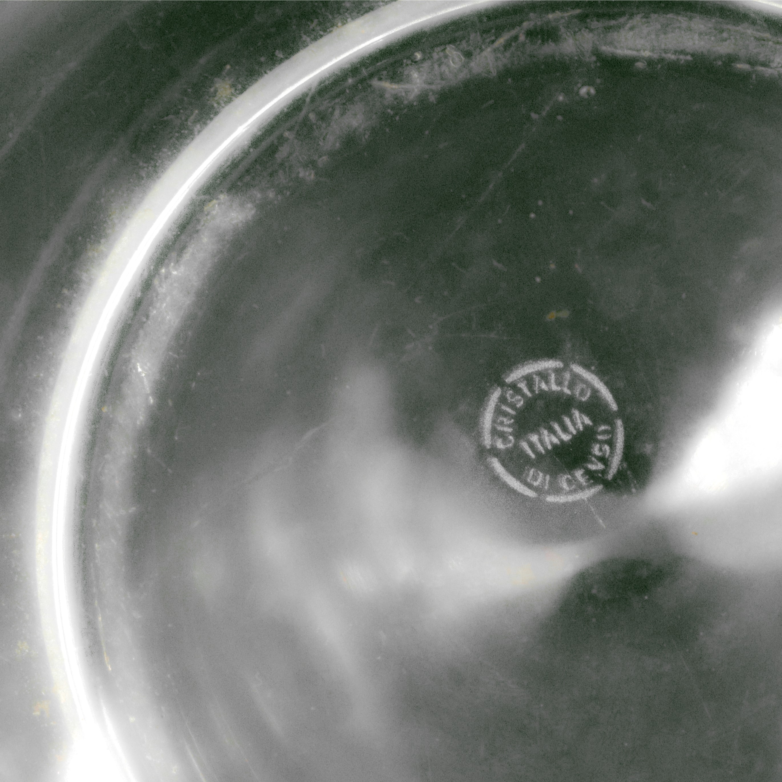 Vaso in cristallo di Censo Hollywood Regency con intaglio Geranio