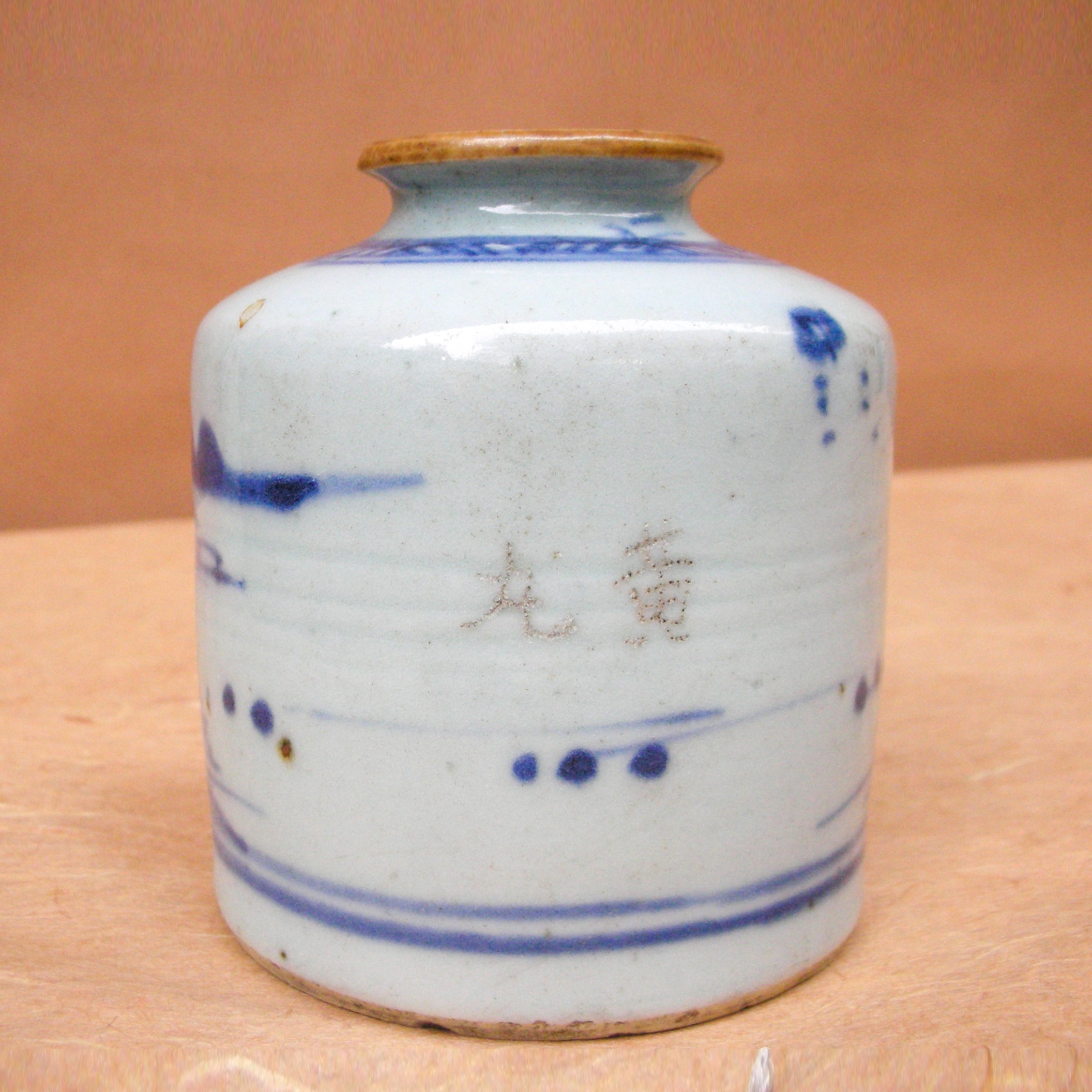 Contenitore di Medicinali in porcellana bianca con disegni nei toni del blu, Dinastia Ching - Qin...