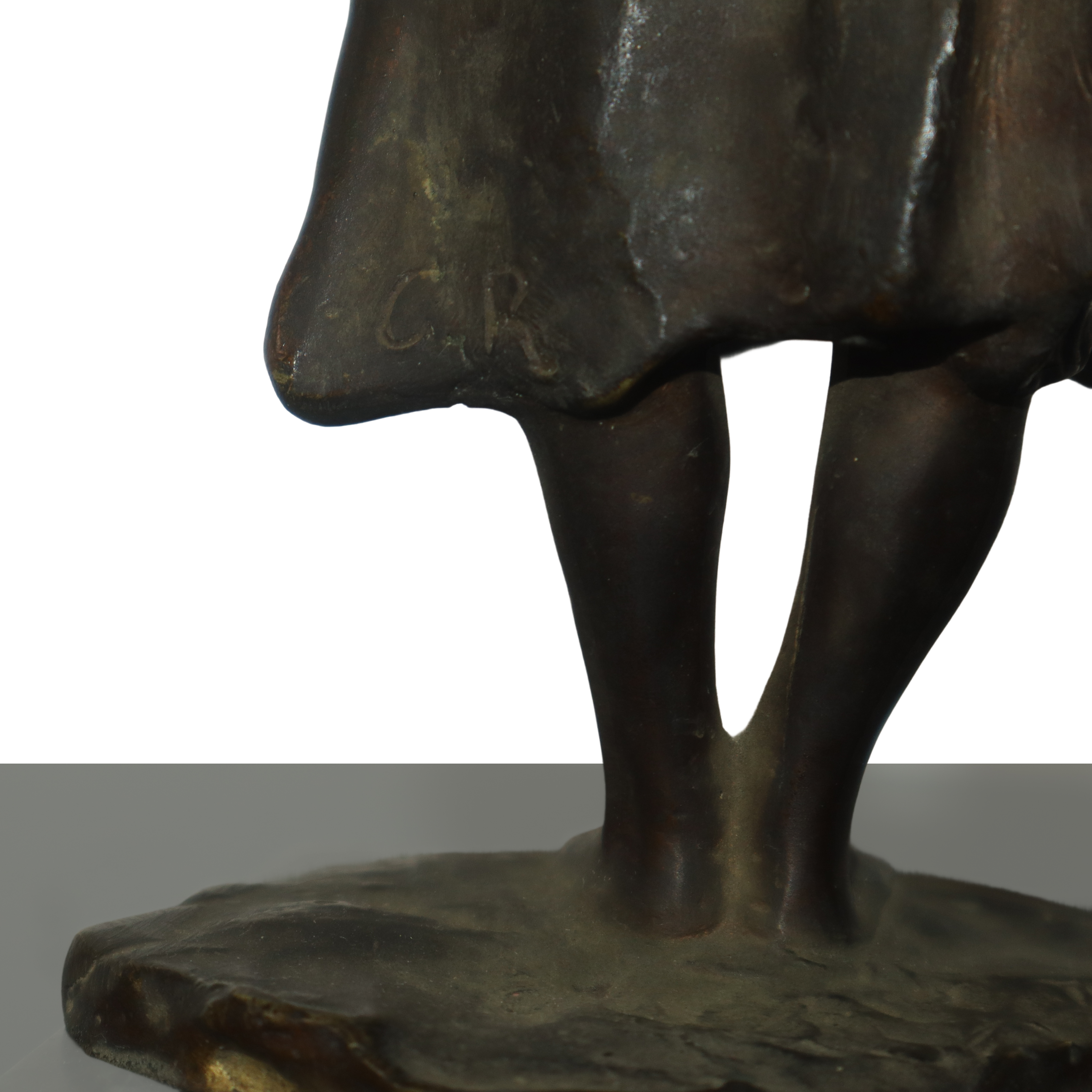 Ragazza con vasi, scultura in bronzo con base in marmo