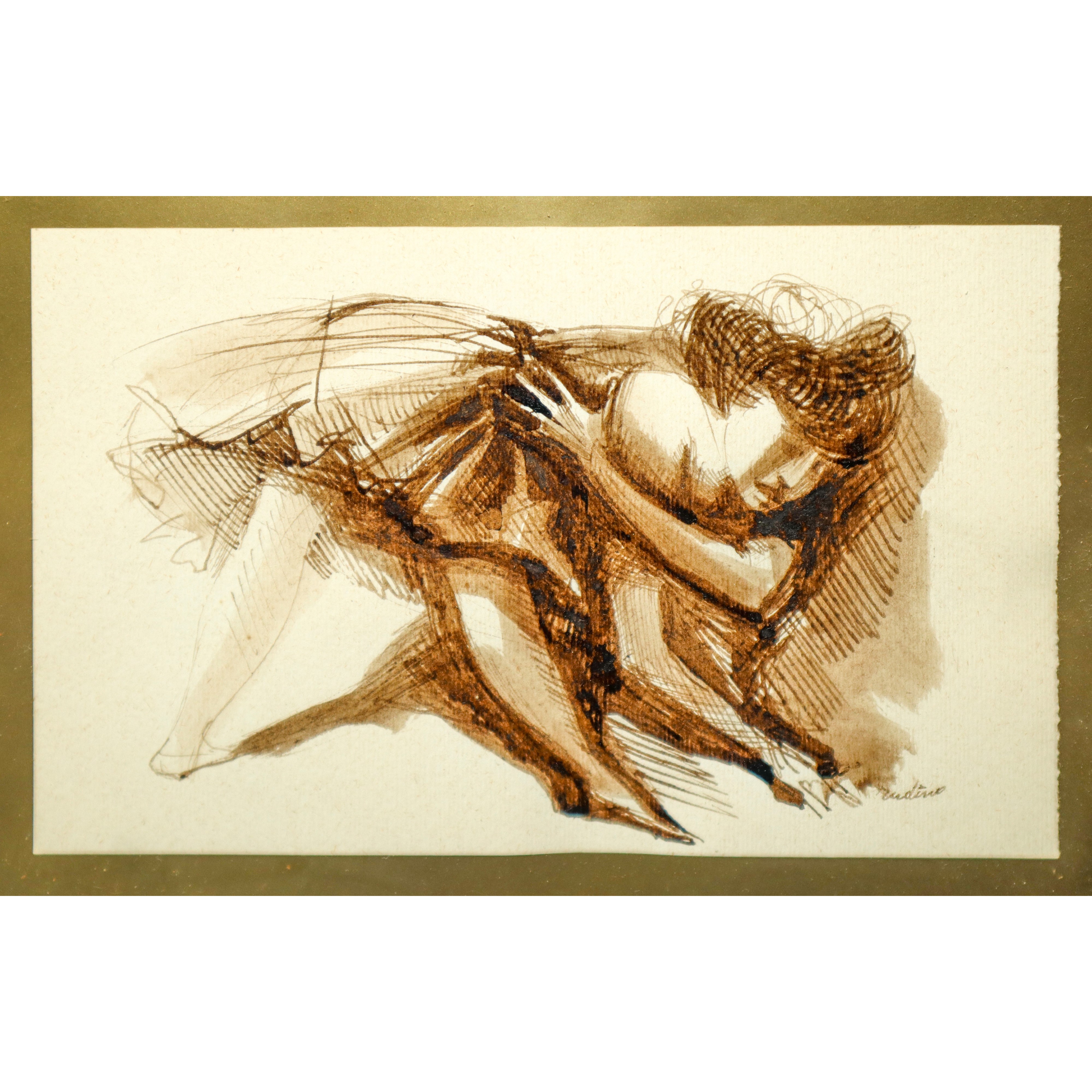 Autore ignoto, Donna distesa – Disegno ad inchiostro bruno