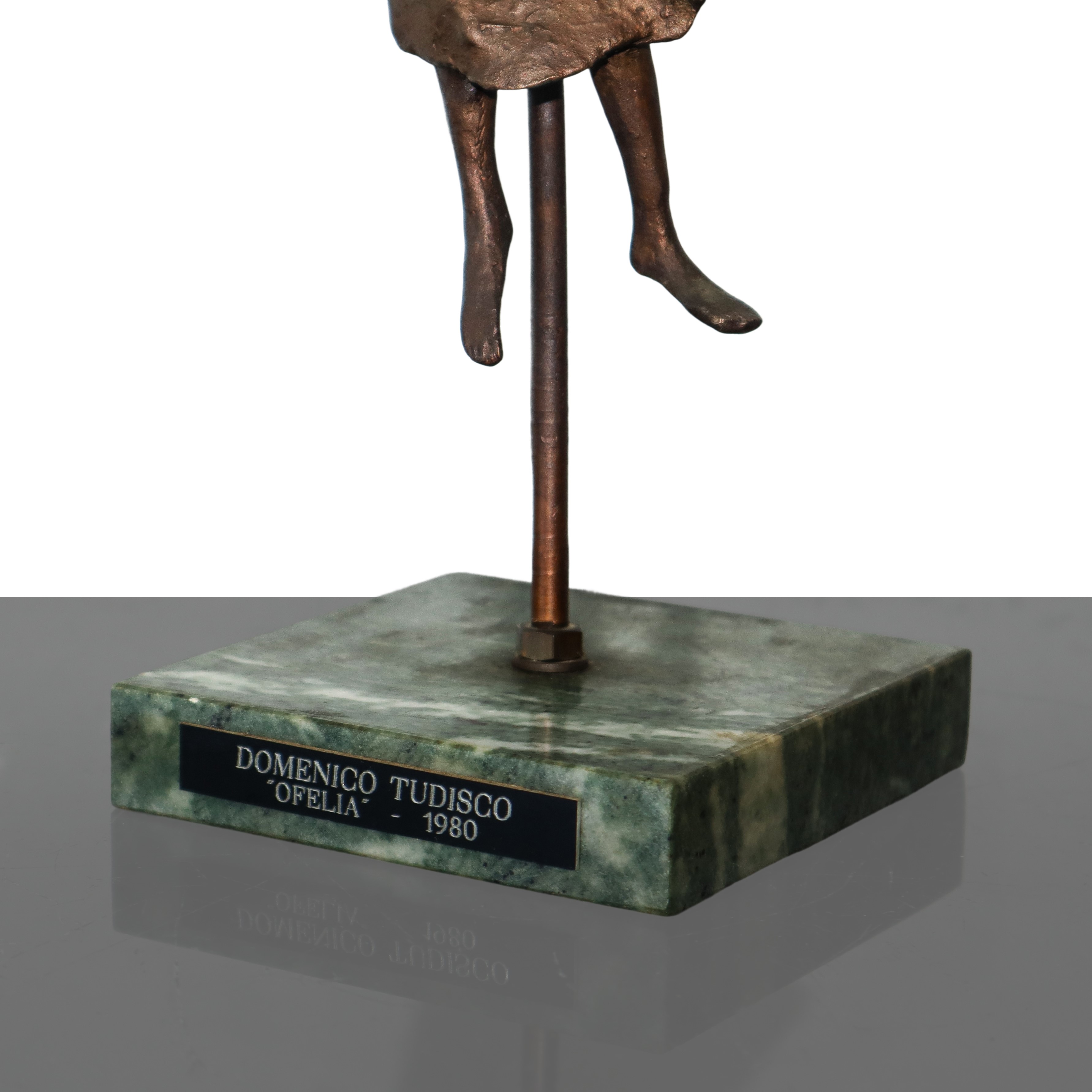 Domenico Tudisco - Ofelia, Scultura in Bronzo Patinato Bruno su Base in Marmo